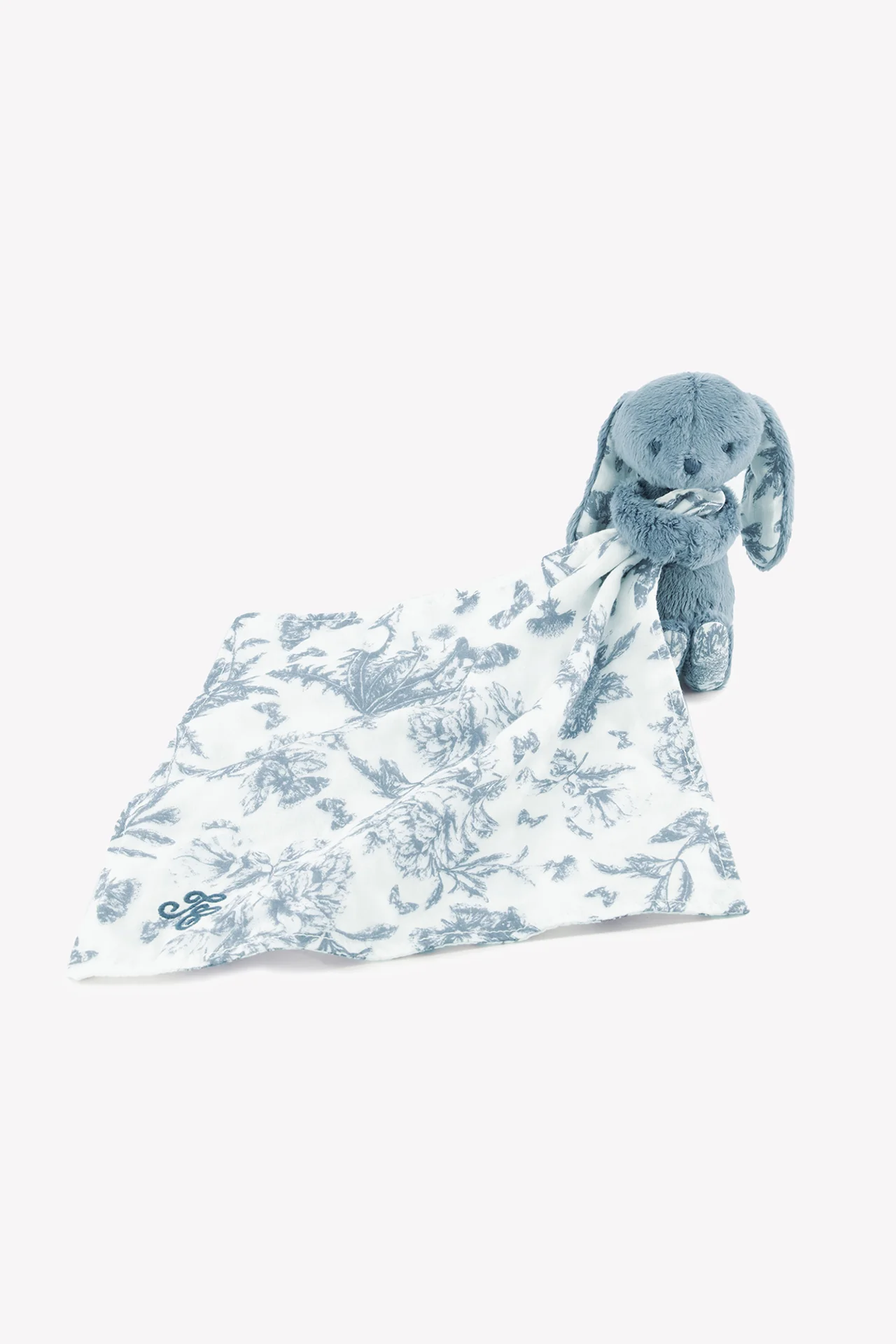 Augustin le Lapin - Doudou imprimé inspiration Toile de Jouy bleu - Image 7