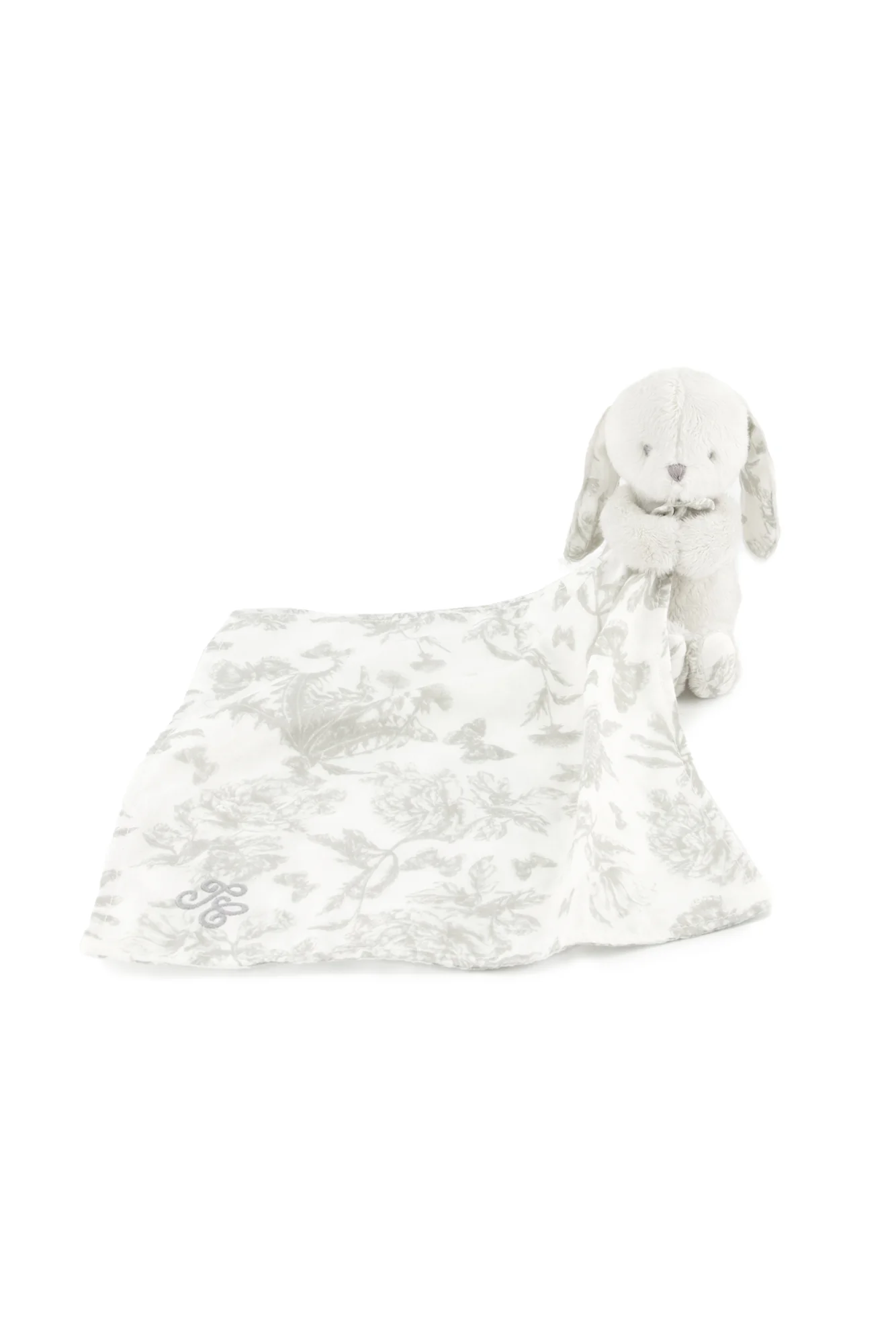 Augustin le Lapin - Doudou imprimé inspiration Toile de Jouy gris - Image 5
