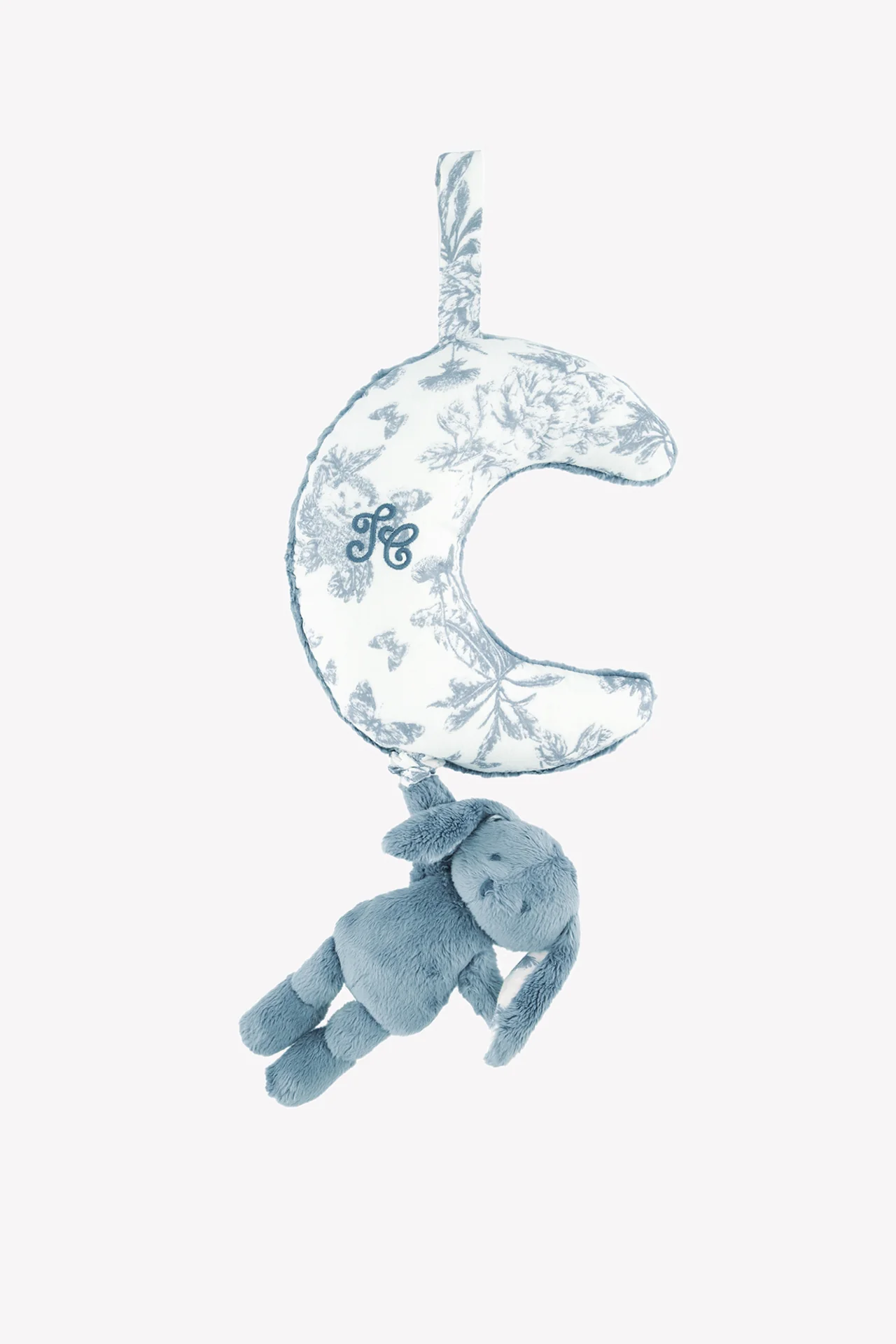 Augustin le Lapin musical - Imprimé inspiration Toile de Jouy bleu - Image 3