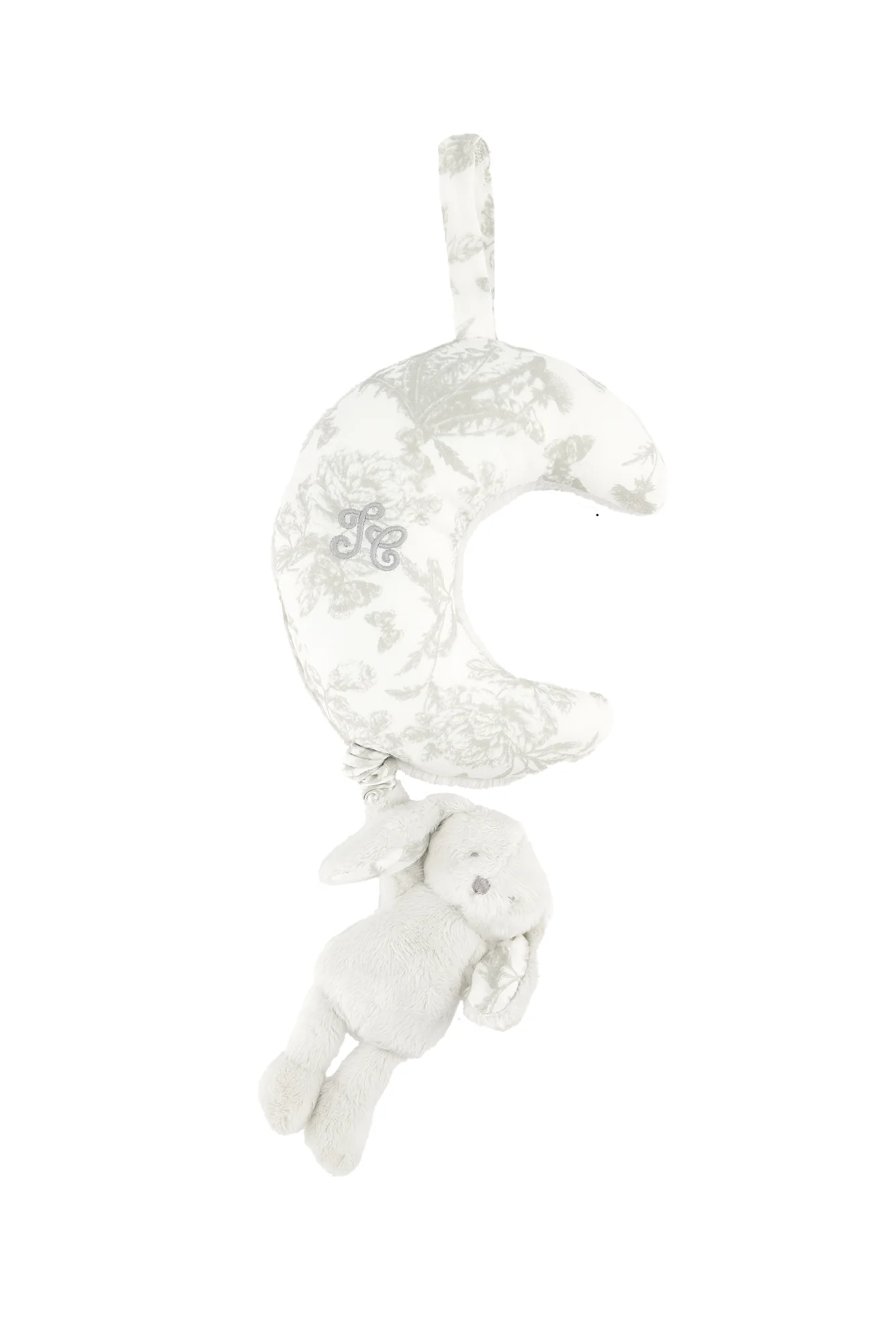 Augustin le Lapin musical - Imprimé inspiration Toile de Jouy gris - Image 4