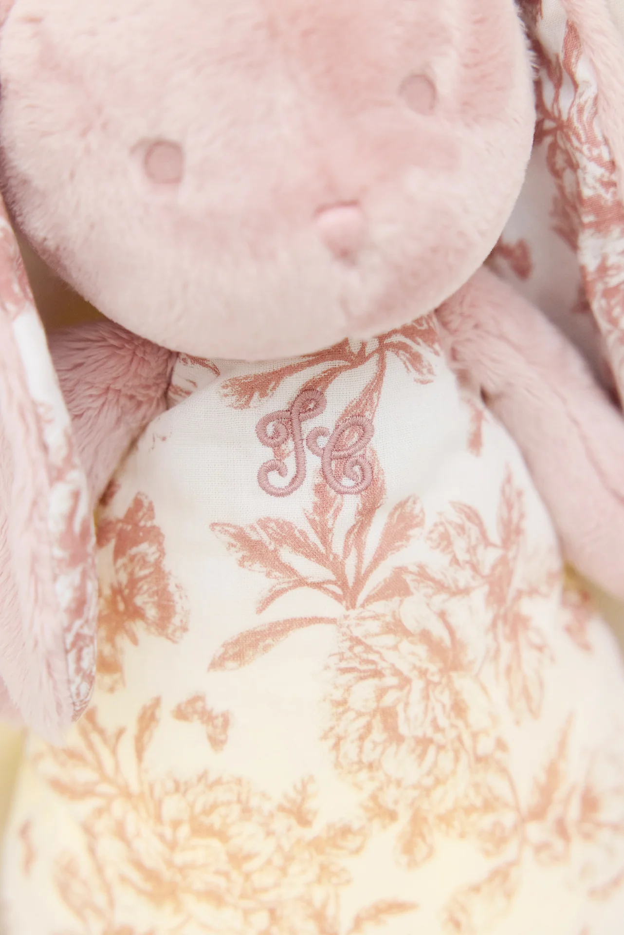 Augustin le Lapin veilleuse musicale - Imprimé Toile de Jouy rose - Image 5