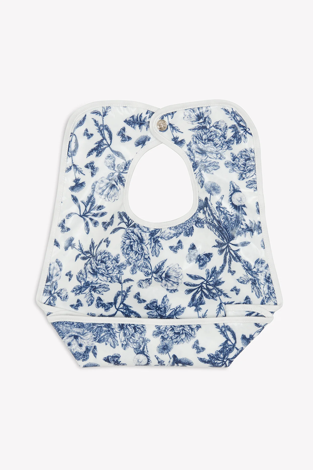 Bavoir toile enduite - Imprimé inspiration Toile de Jouy bleu - Image 6