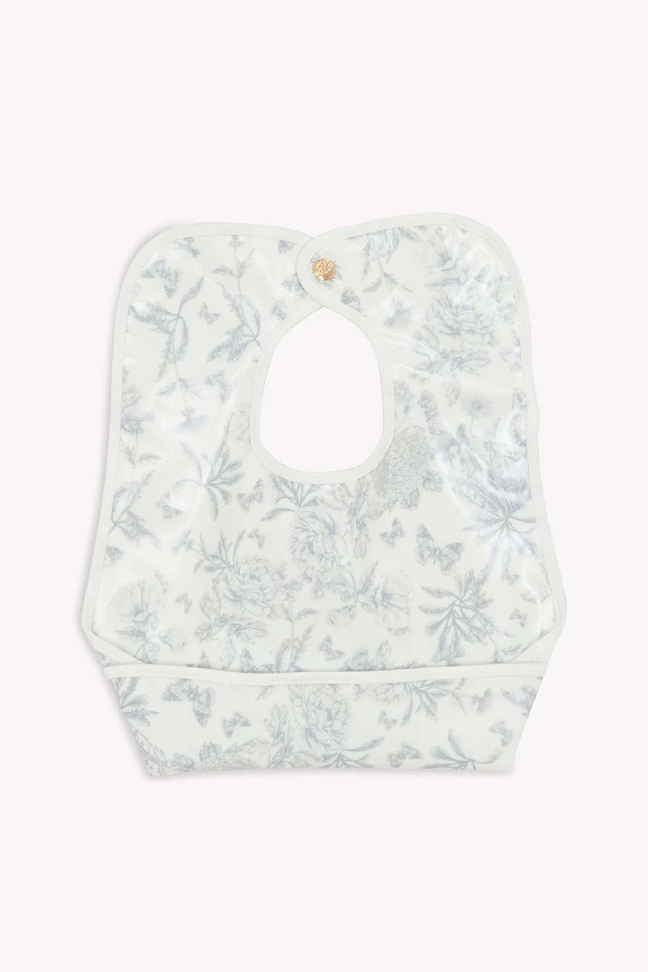 Bavoir toile enduite - Imprimé inspiration Toile de Jouy gris - Image 7