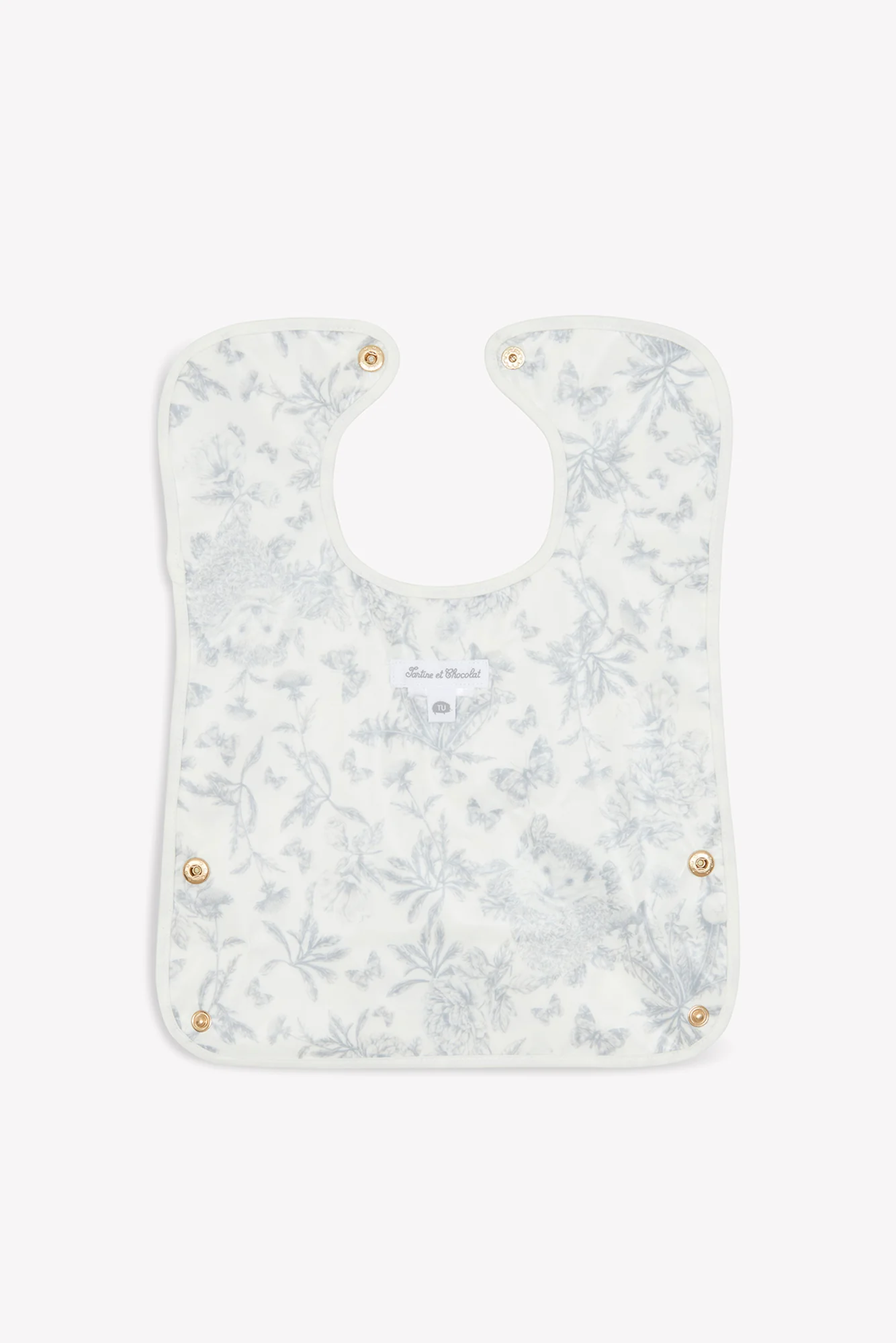Bavoir toile enduite - Imprimé inspiration Toile de Jouy gris - Image 9