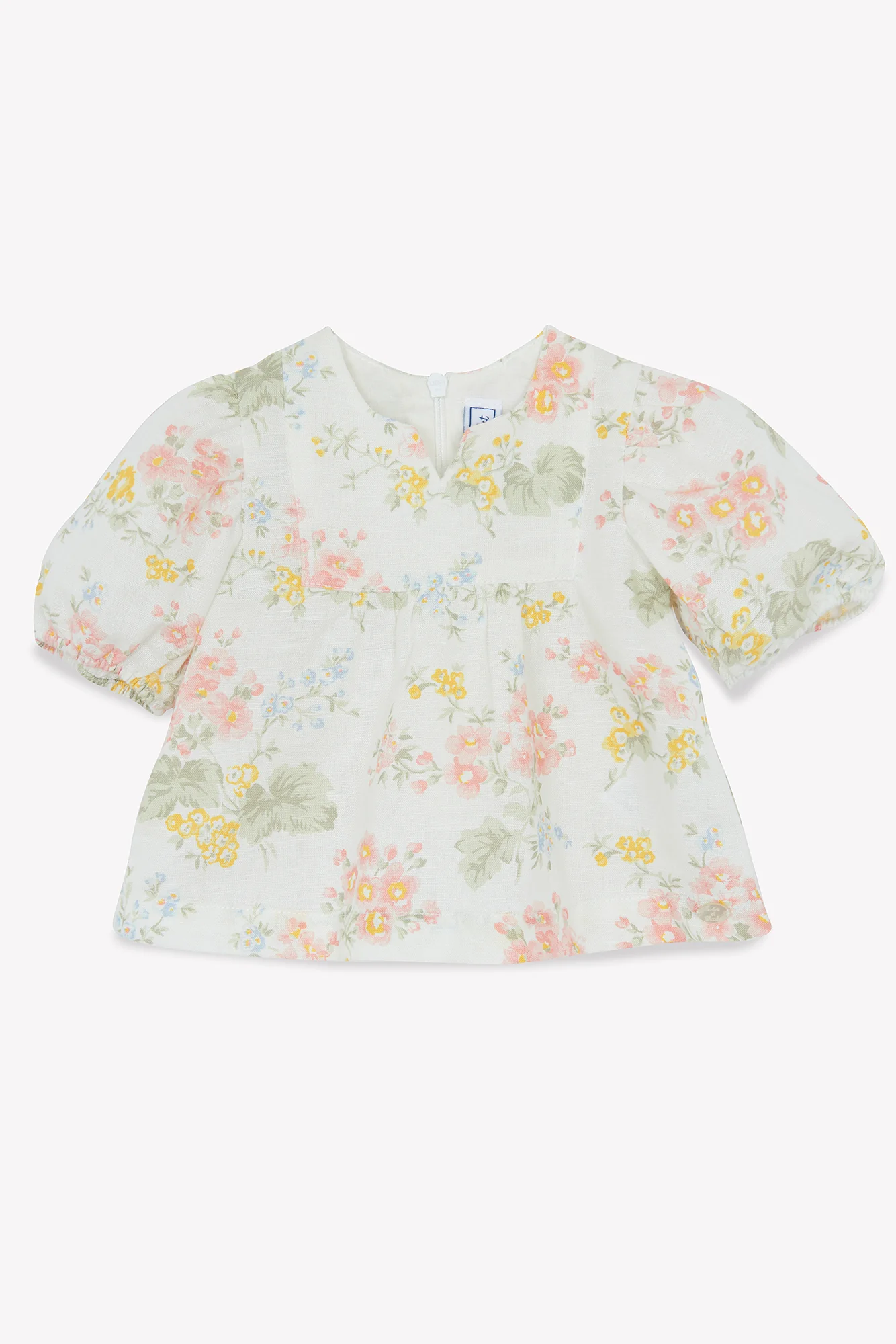 Blouse - écru lin imprimé fleuri - Image 3