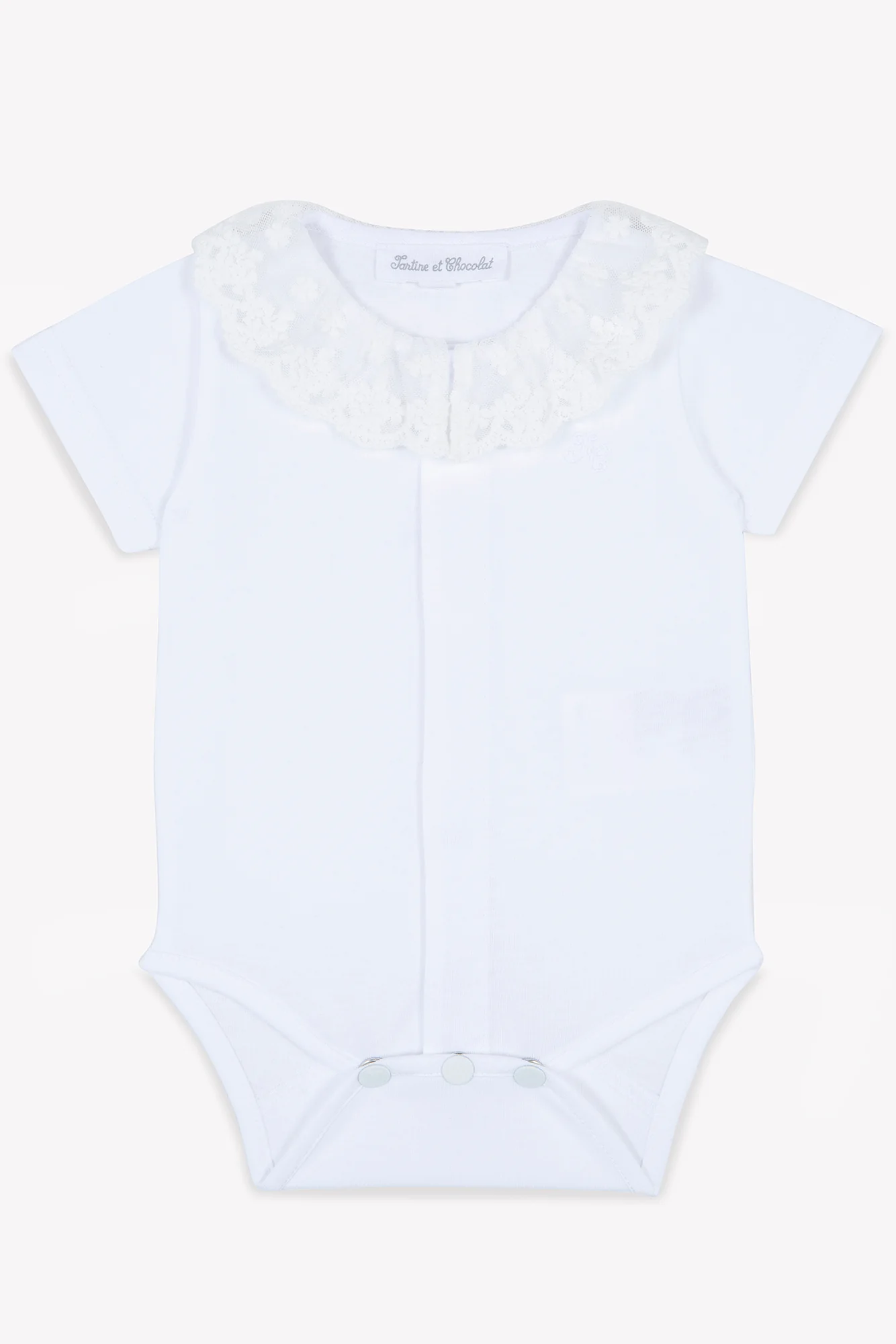 Body - Blanc col volanté dentelle - Image 3