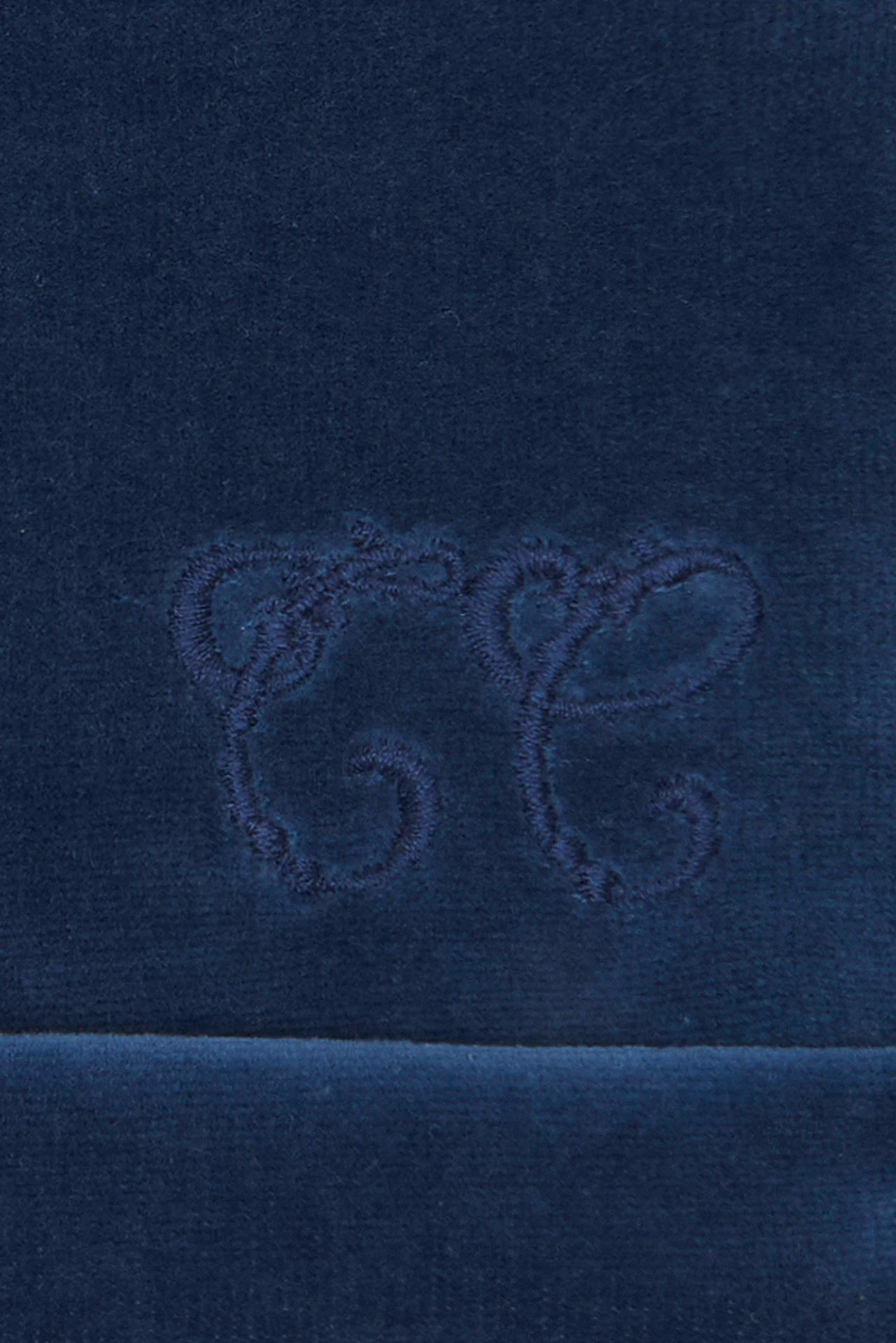Bonnet - Bleu velours imprimé inspiration toile de jouy - Image 4