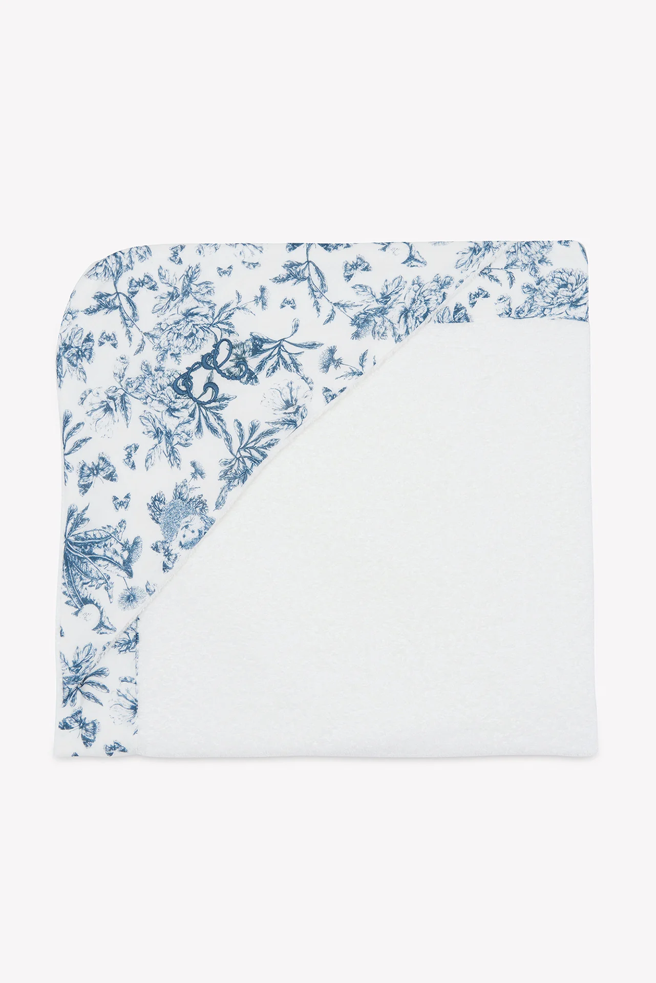 Cape de bain - Imprimé inspiration toile de jouy bleu - Image 2
