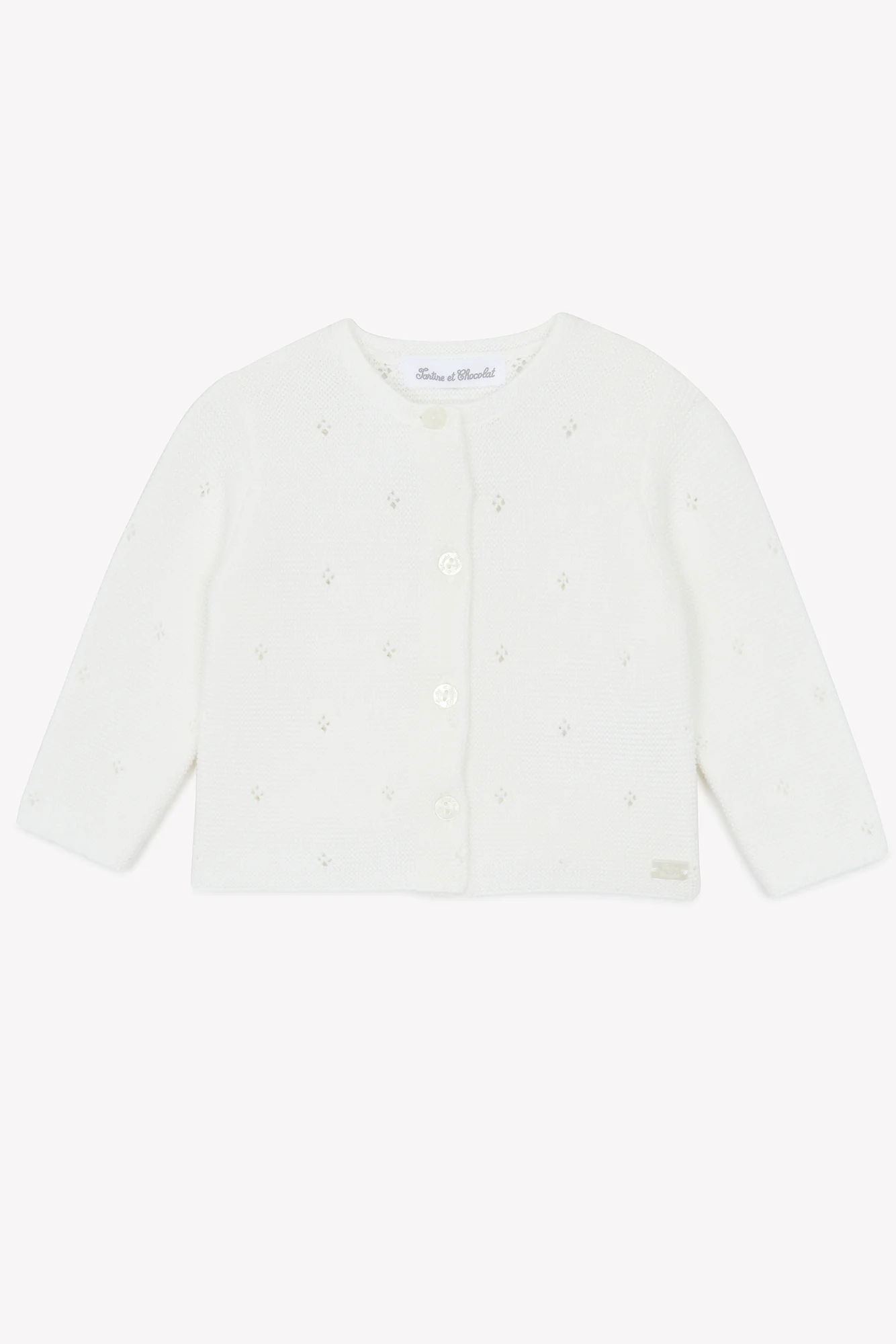 Cardigan - Blanc maille ajourée - Image 4