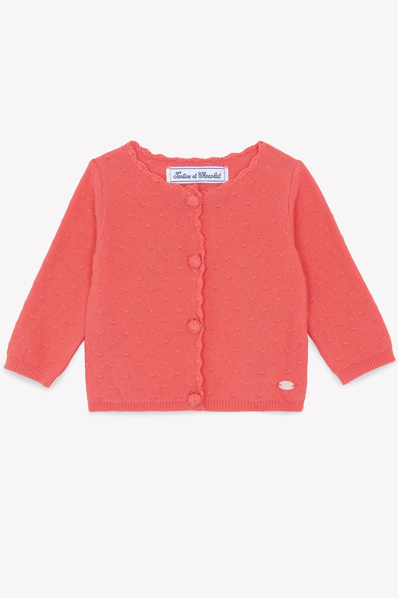 Cardigan - Corail maille ajourée - Image 4