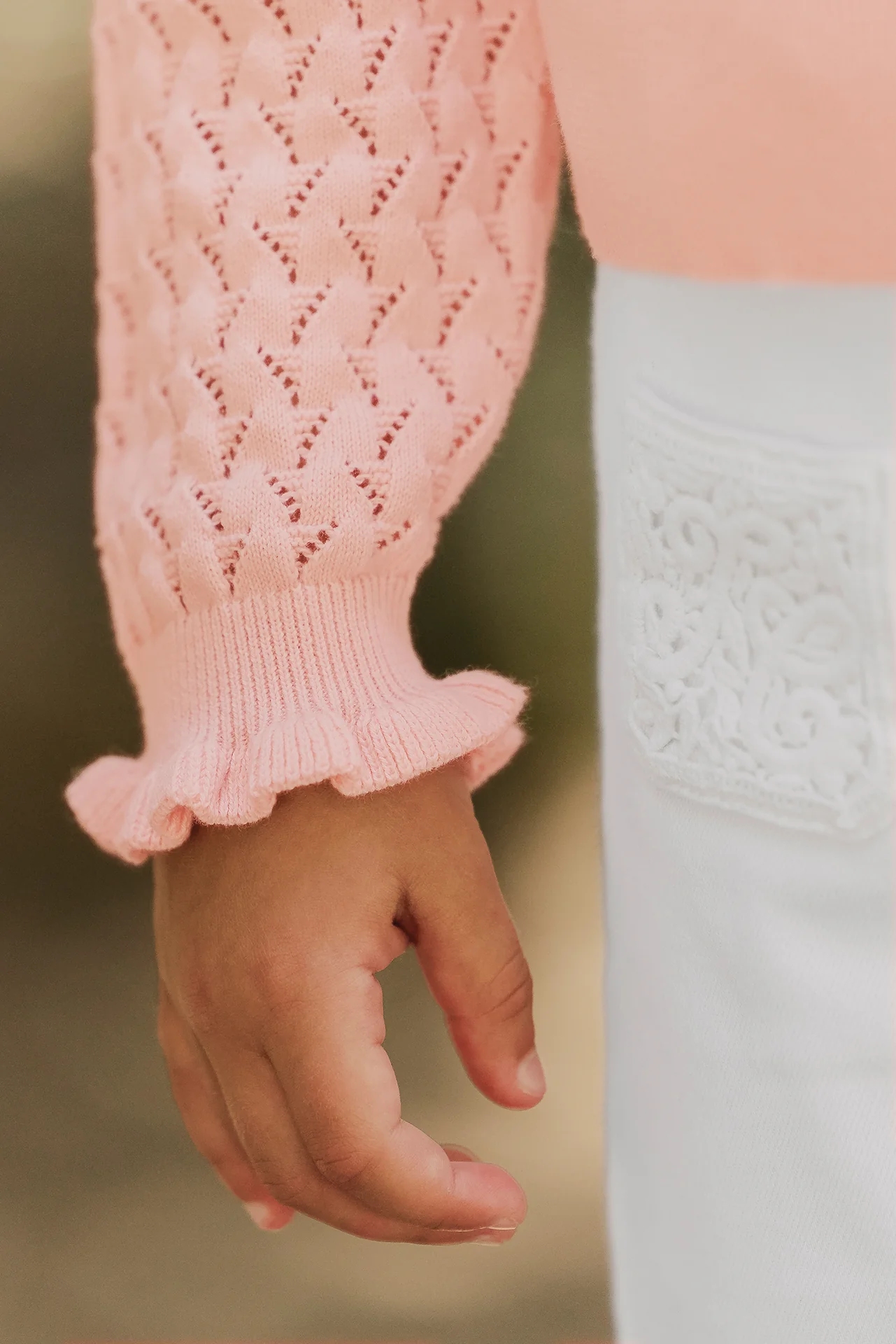 Cardigan - Rose ancien maille ajourée - Image 3