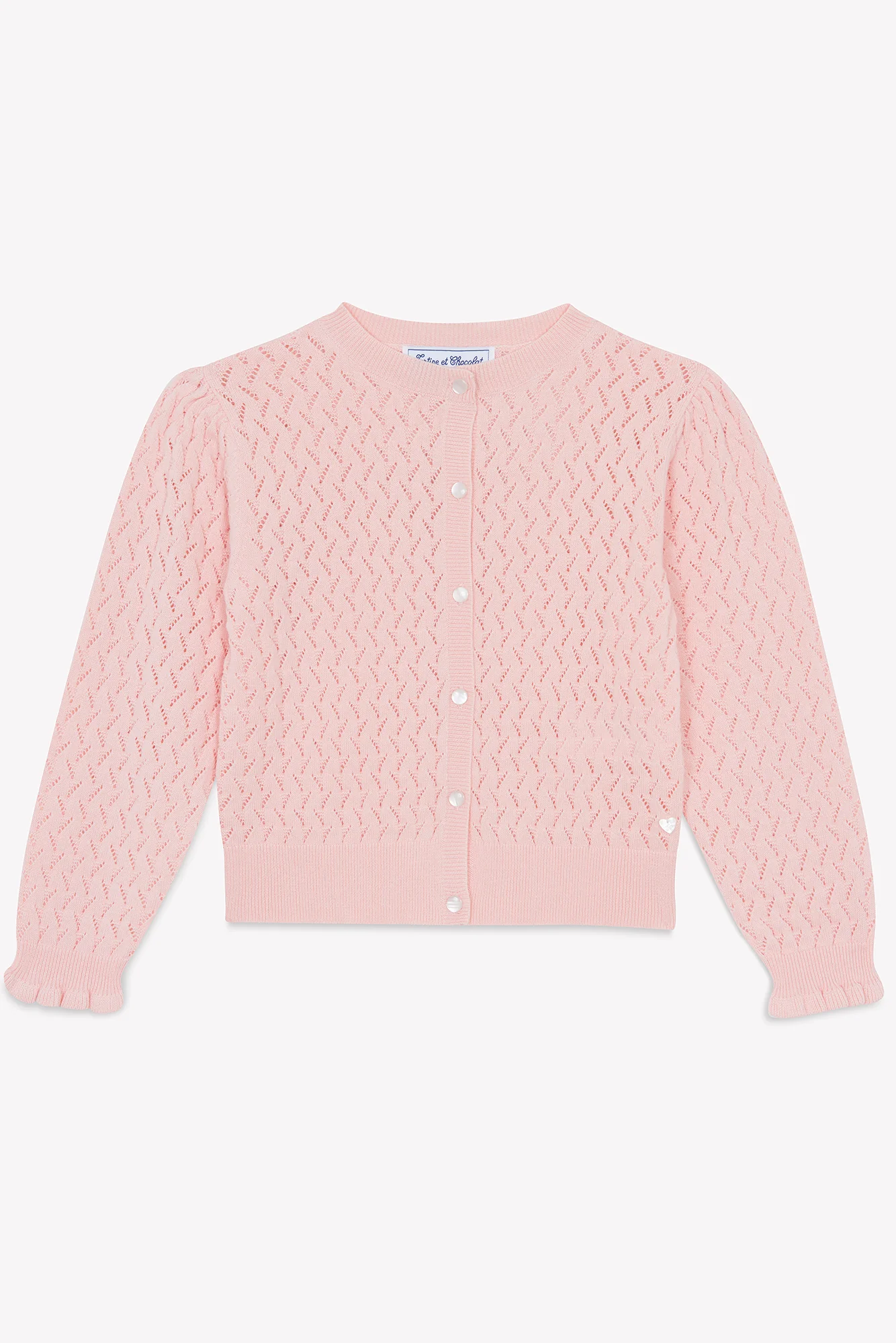 Cardigan - Rose ancien maille ajourée - Image 4