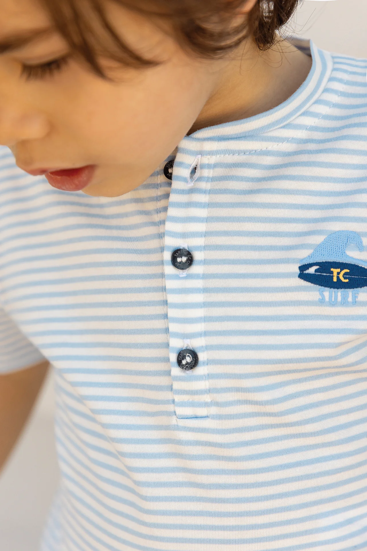 T-shirt - Bleu coton rayures