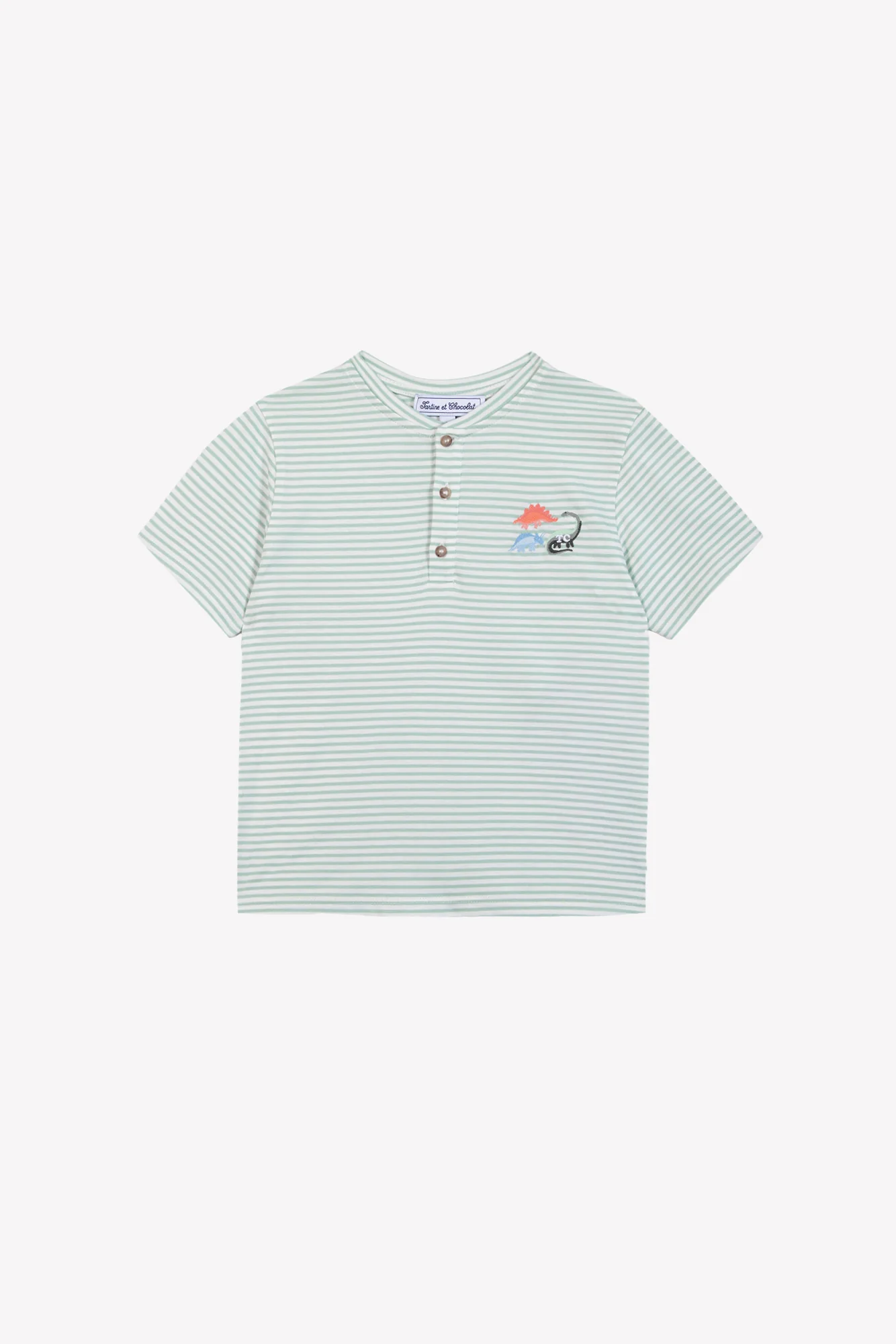 T-shirt - Sauge coton rayures dinosaures - Image 4