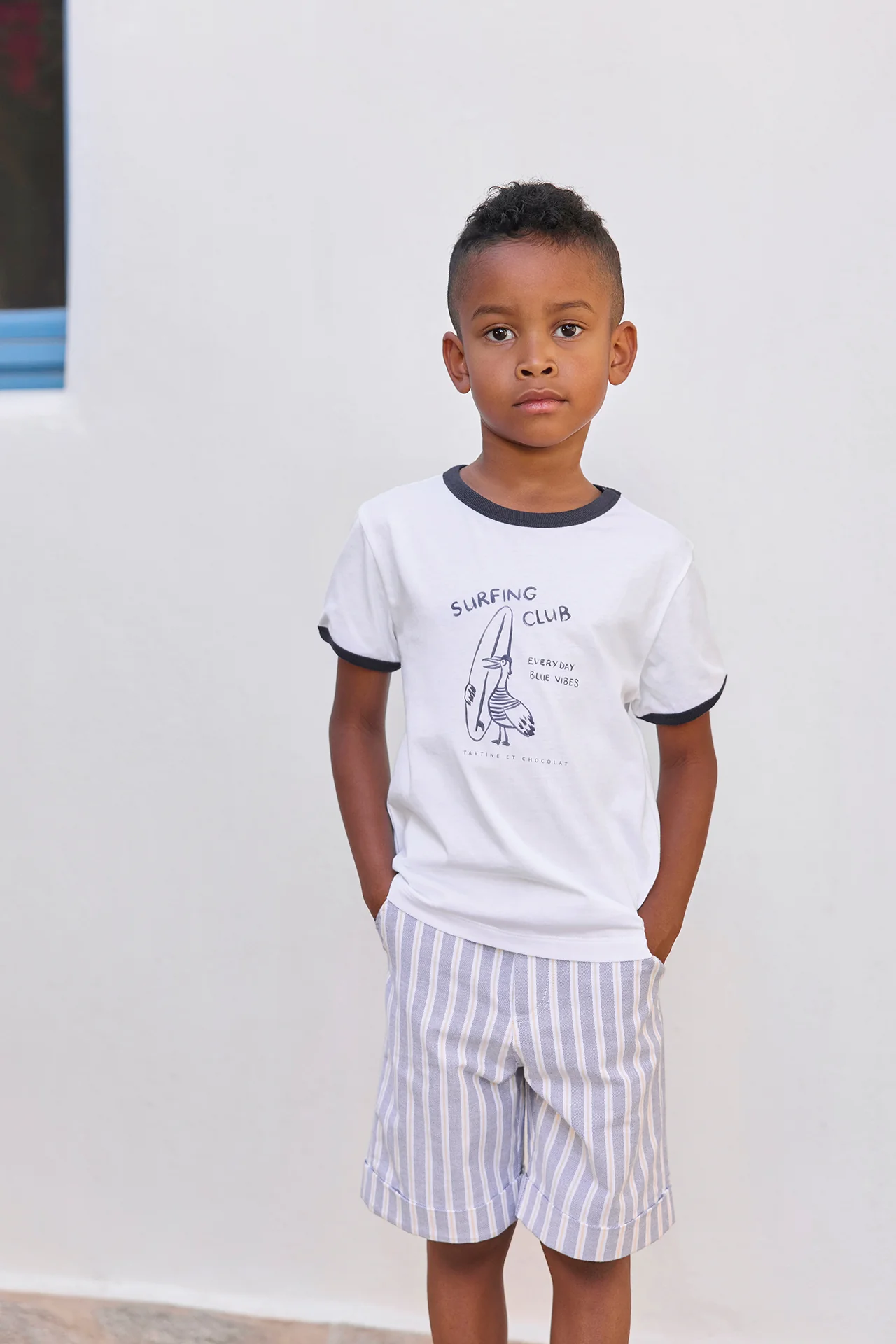 T-shirt - Blanc coton illustration surfing club