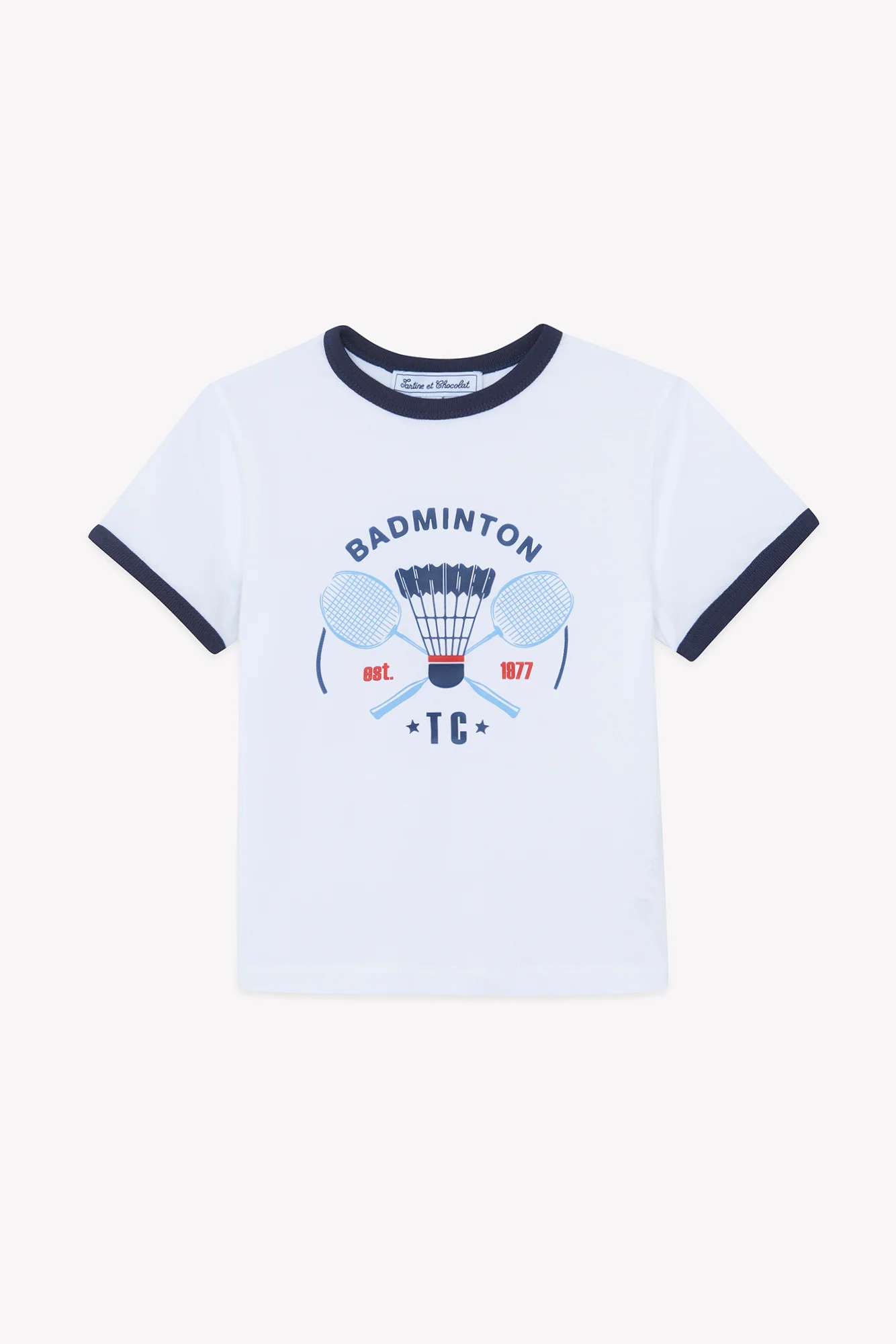 T-shirt - Marine coton illustration badminton - Image 5