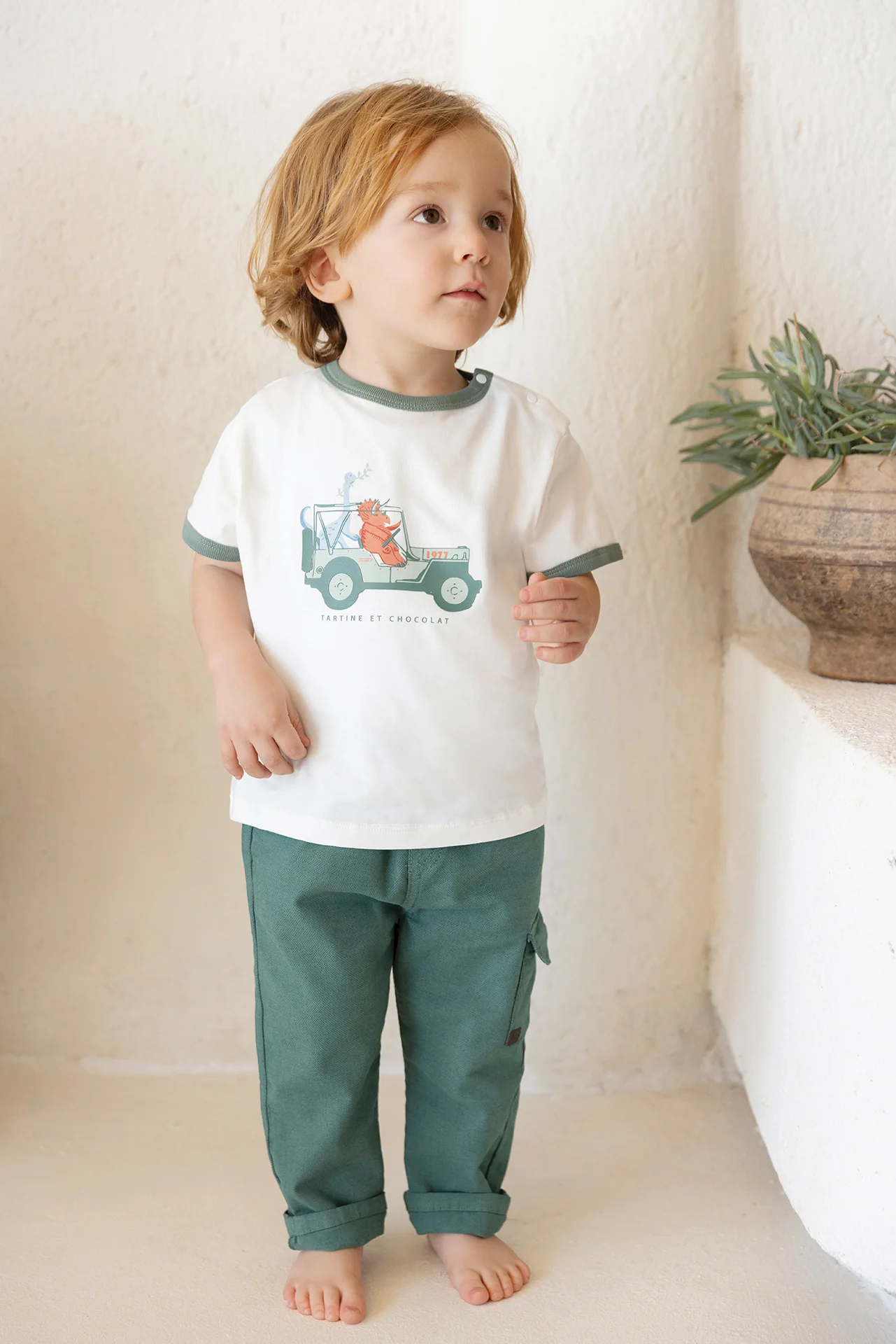 T-shirt - Ecru coton illustration explorateur