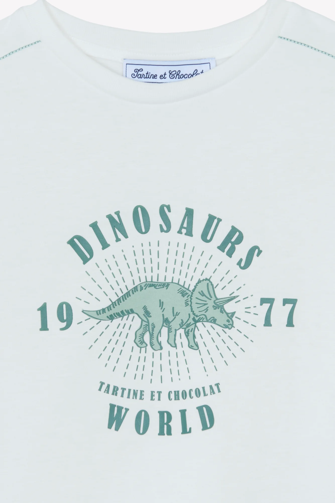 T-shirt - Ecru coton dinosaures - Image 4