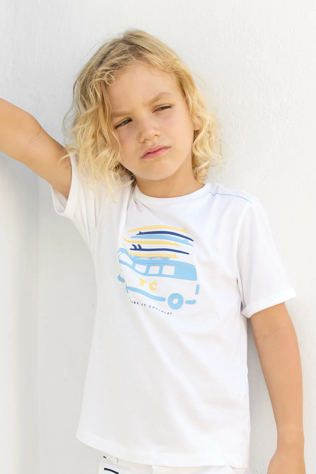 T-shirt - Bleu nuage coton illustration caravane