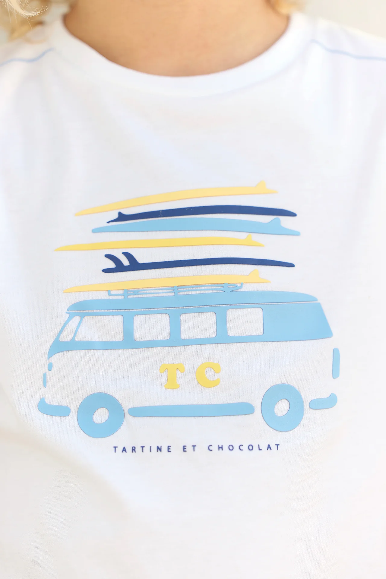 T-shirt - Bleu nuage coton illustration caravane - Image 2
