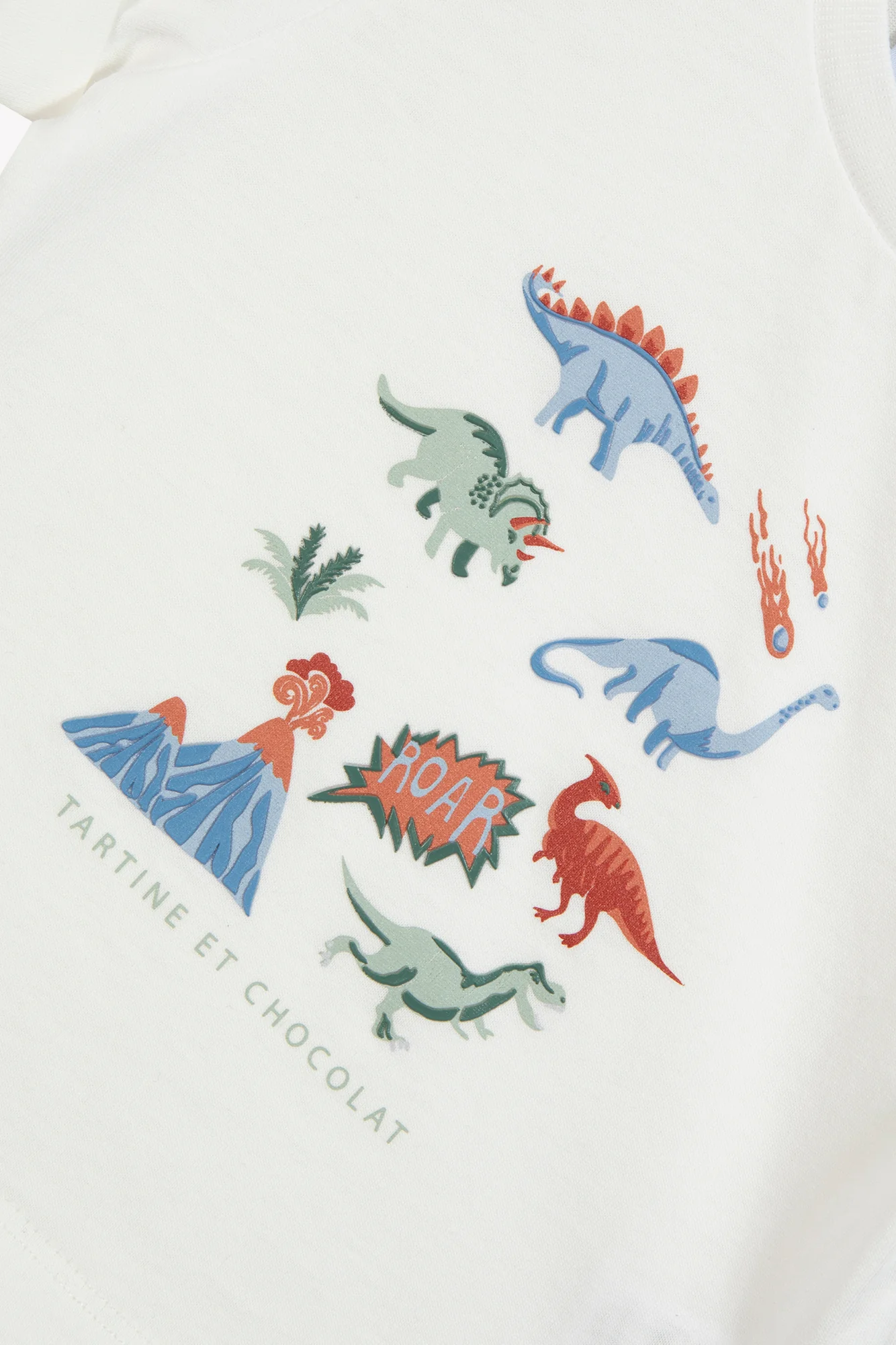 T-shirt - Ecru coton illustration dinosaures - Image 5
