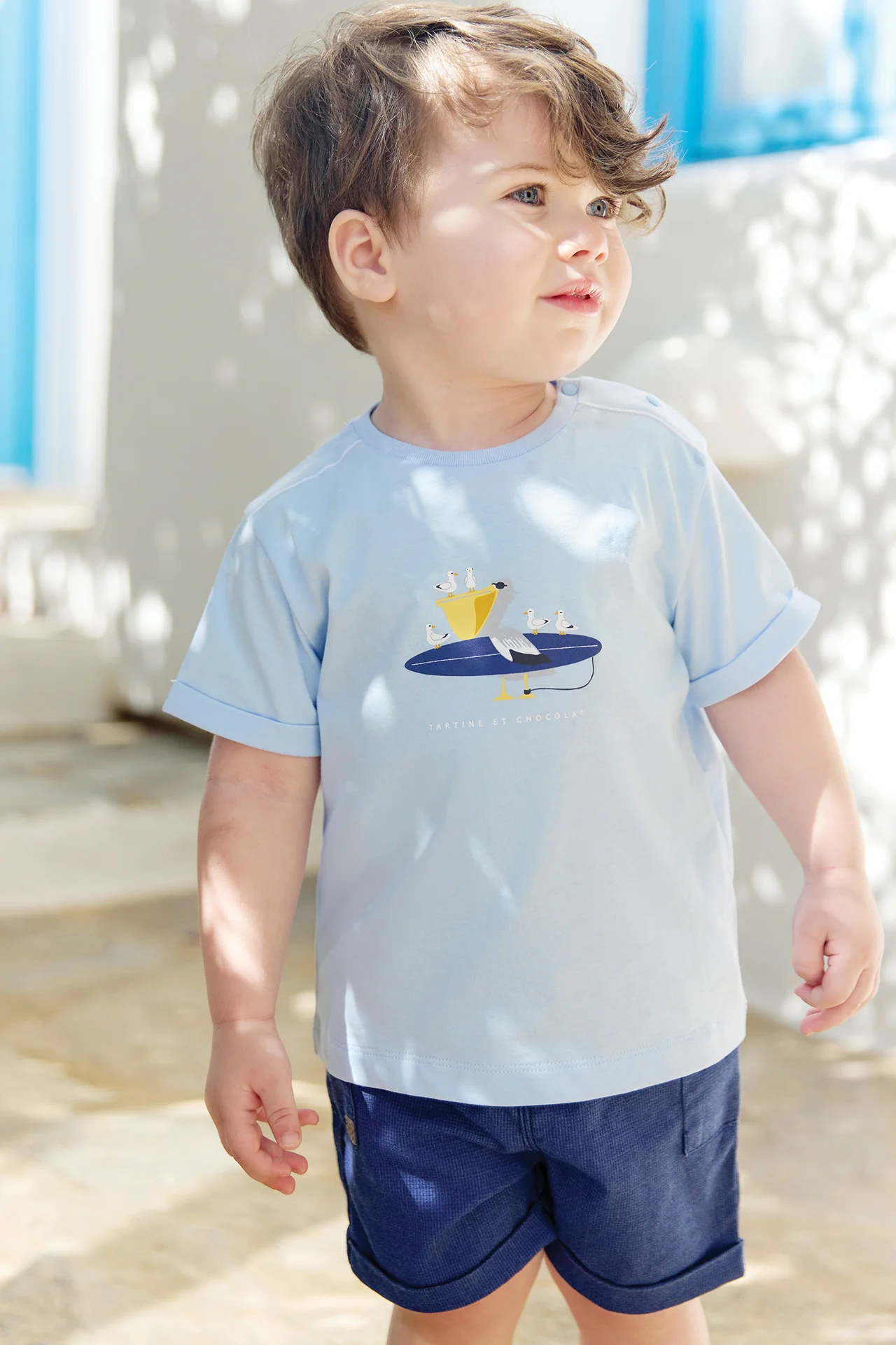 T-shirt - Bleu coton illustration bord de mer