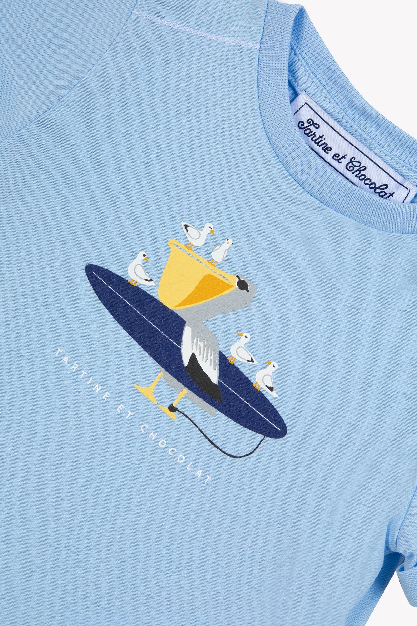 T-shirt - Bleu coton illustration bord de mer - Image 6