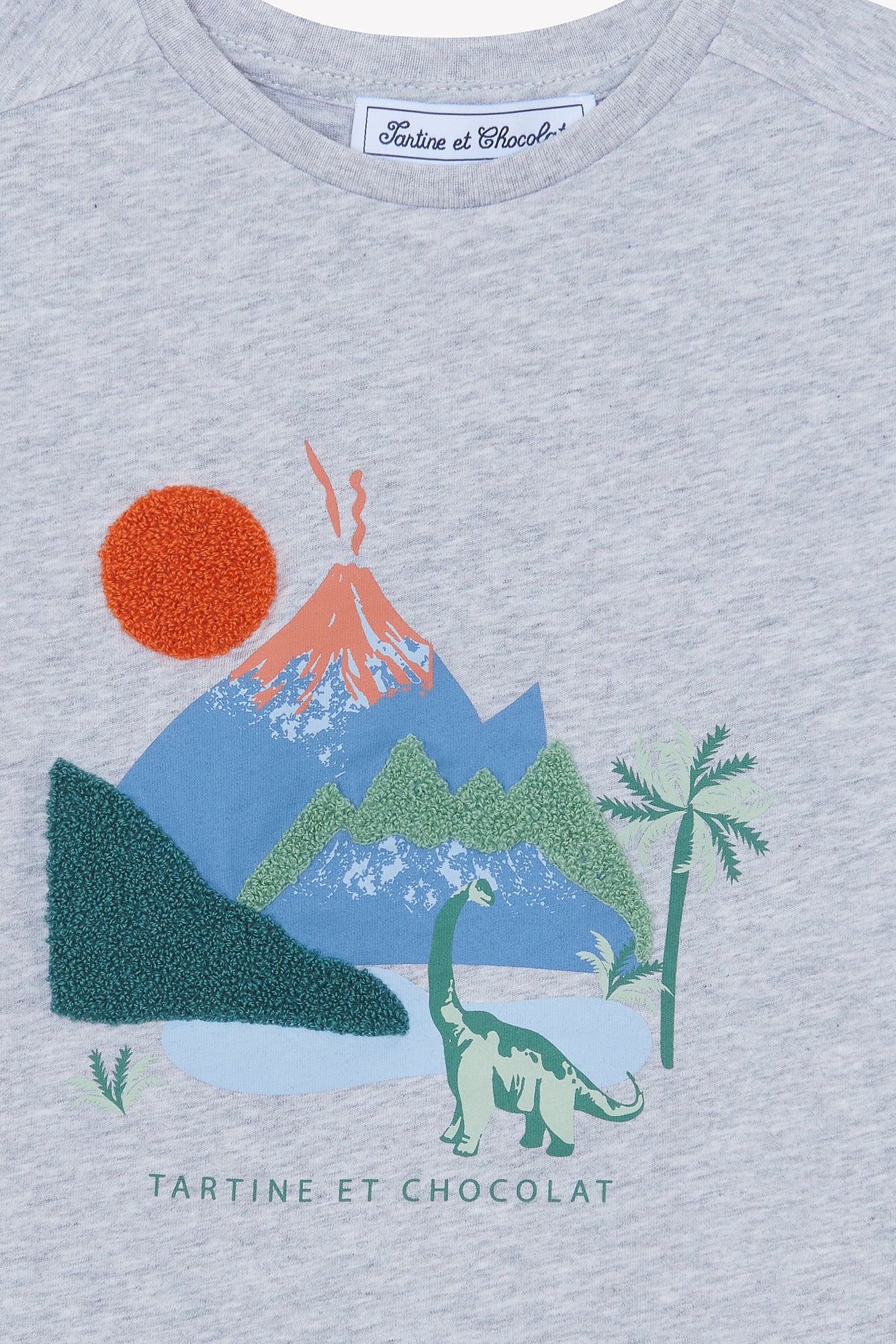 T-shirt - Gris chiné coton illustration explorateur - Image 6