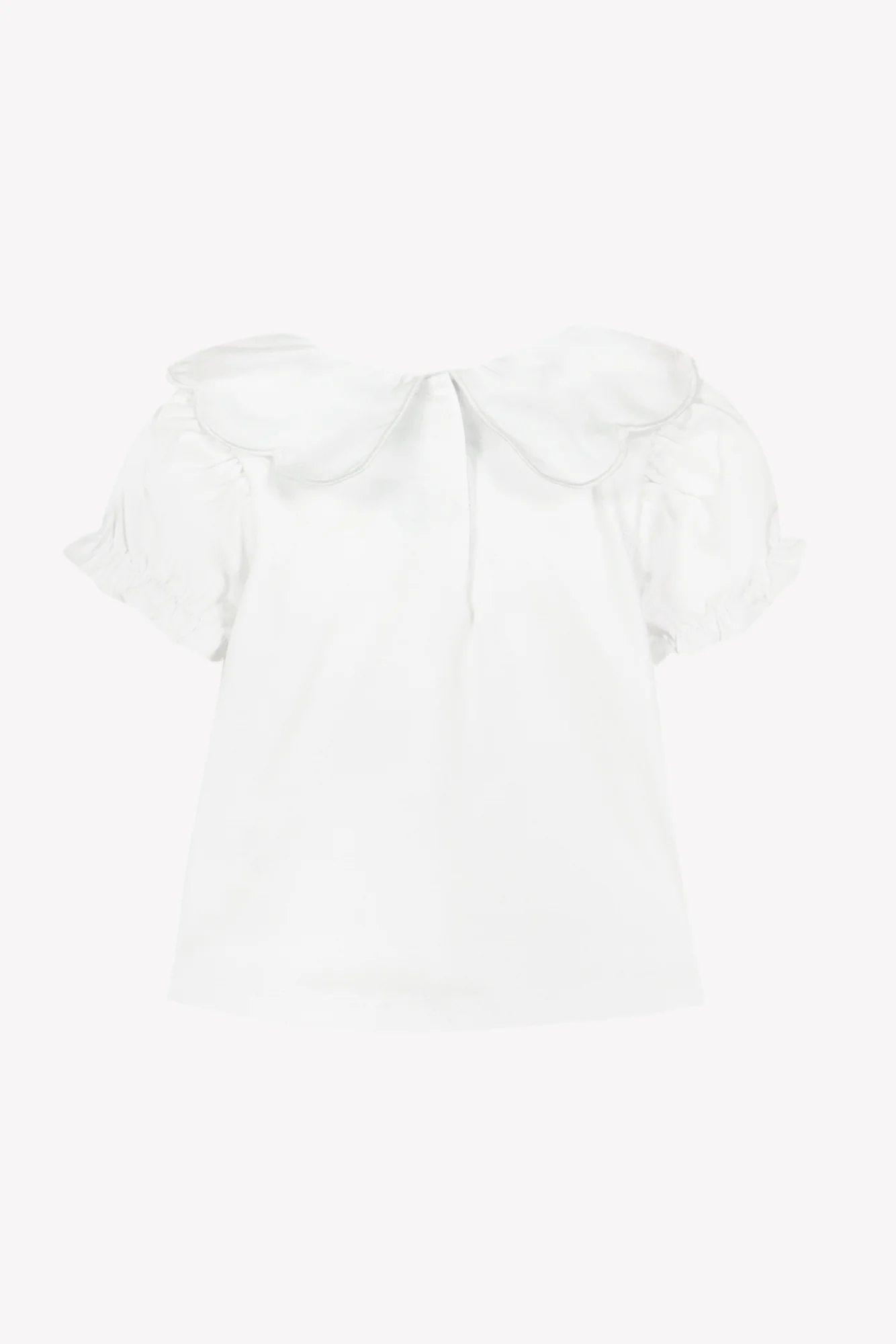 T-shirt - Blanc coton col volanté - Image 4