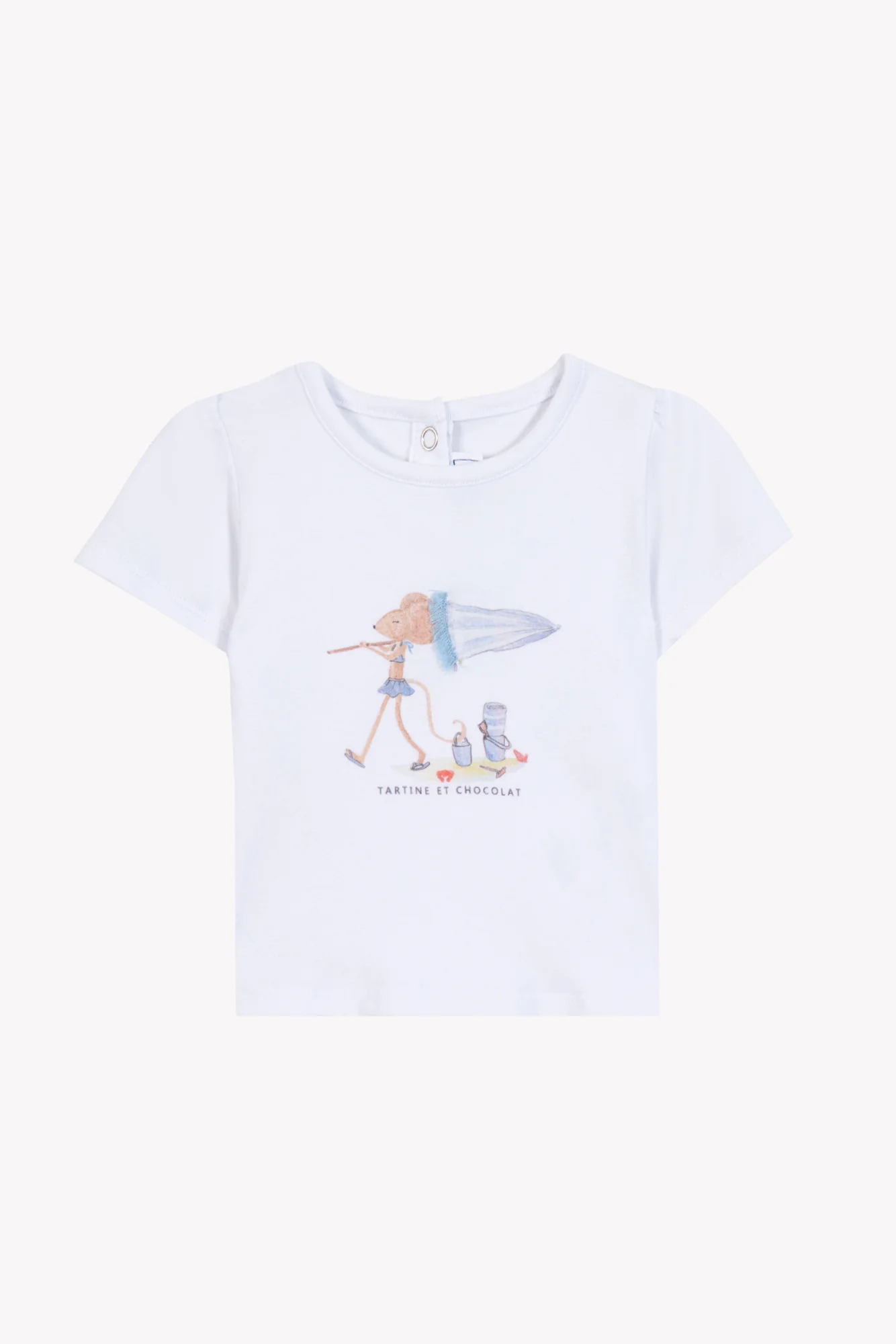 T-shirt - Blanc coton illustration plage - Image 3