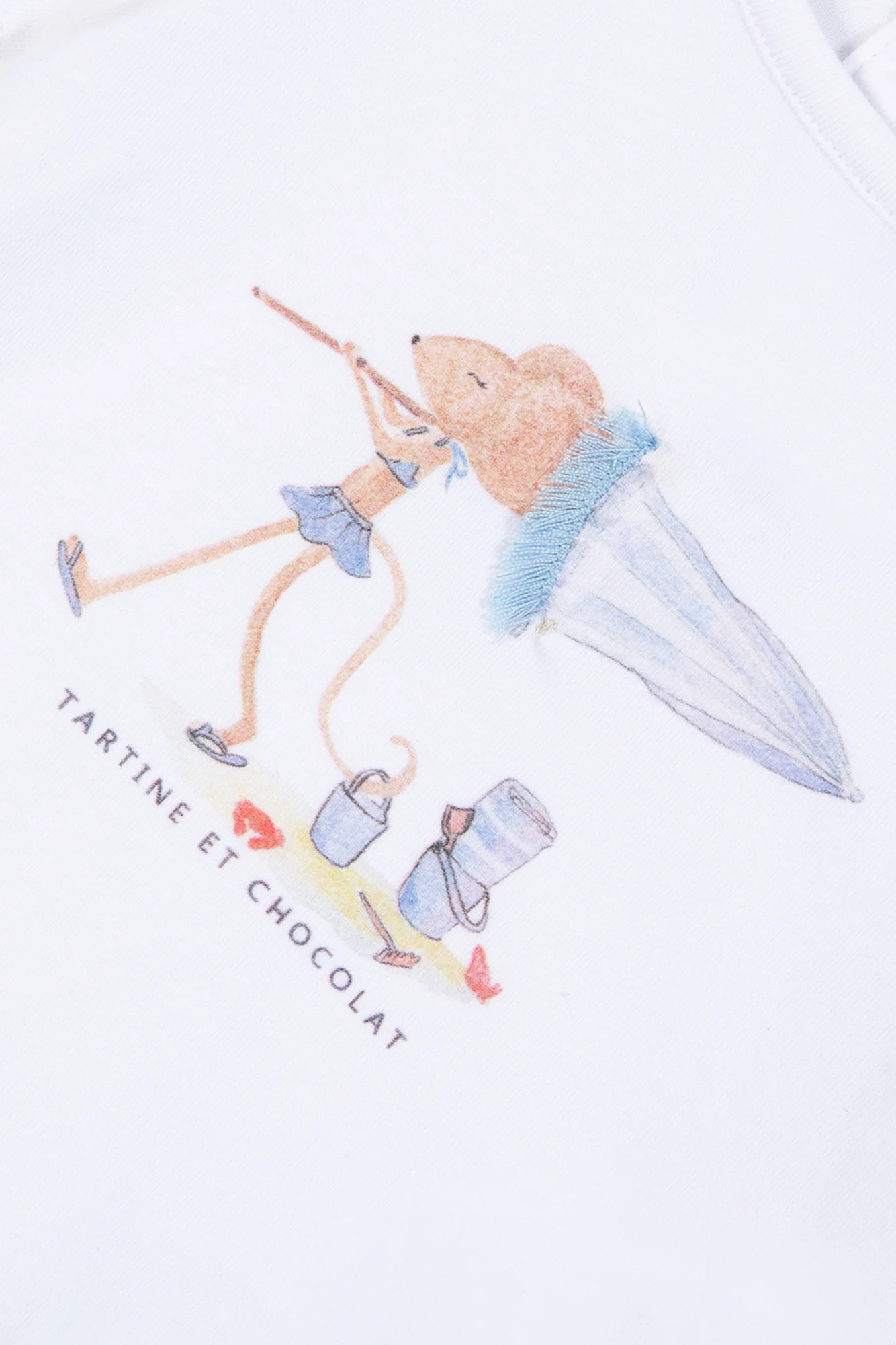 T-shirt - Blanc coton illustration plage - Image 5