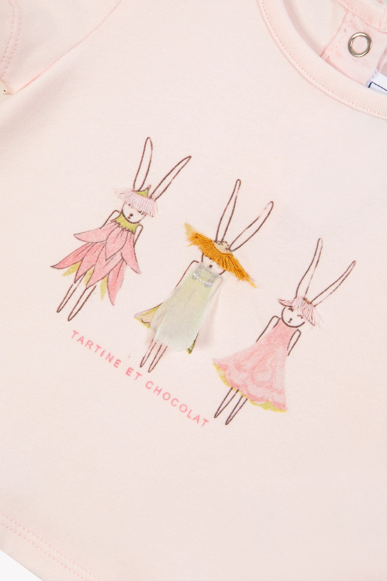 T-shirt - Rose pâle coton illustration lapin - Image 7