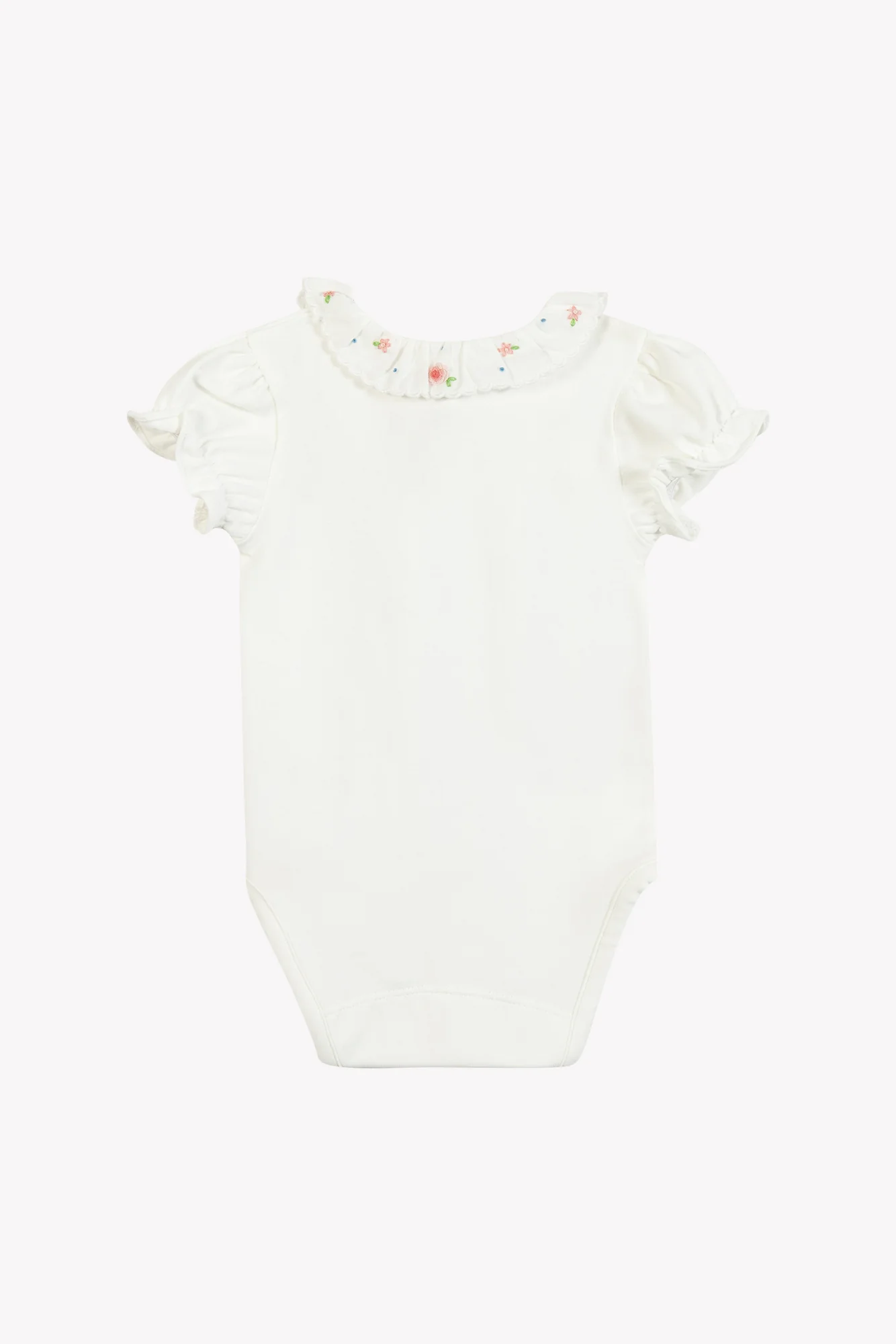 Body - Ecru coton col volant fleuri - Image 5