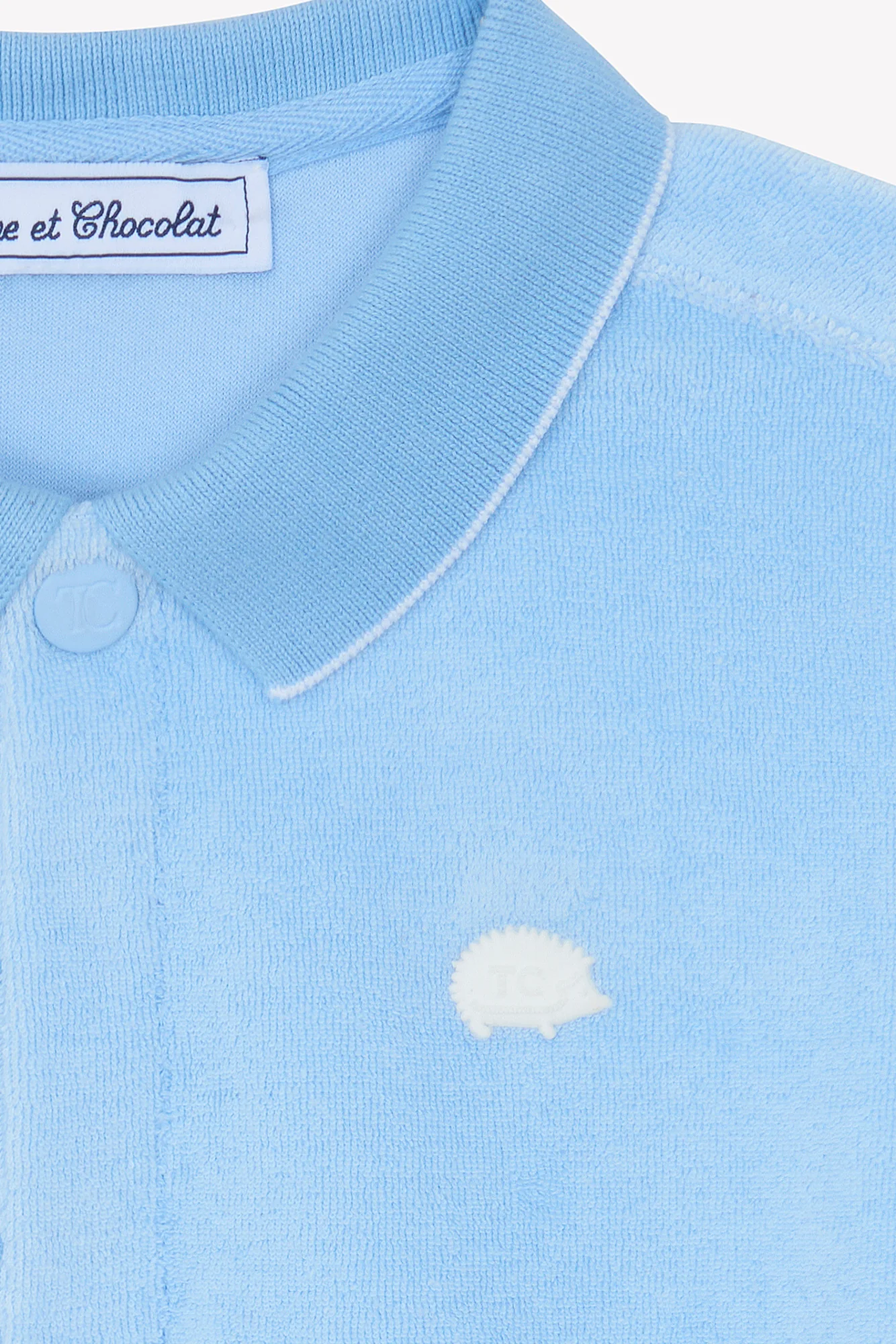 Polo - Bleu nuage coton hérisson - Image 5