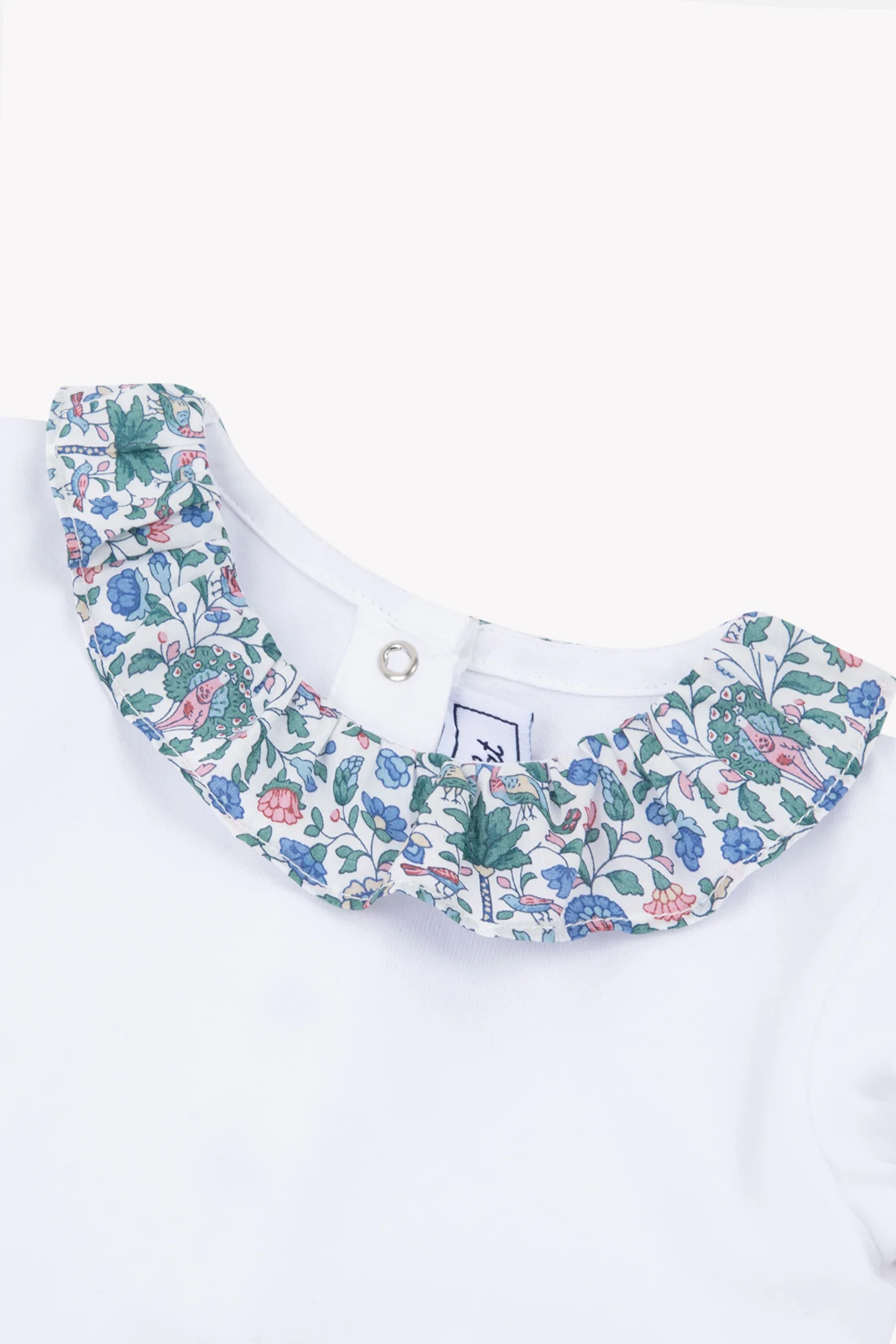 Body - Blanc col bleu imprimé tissu liberty - Image 4