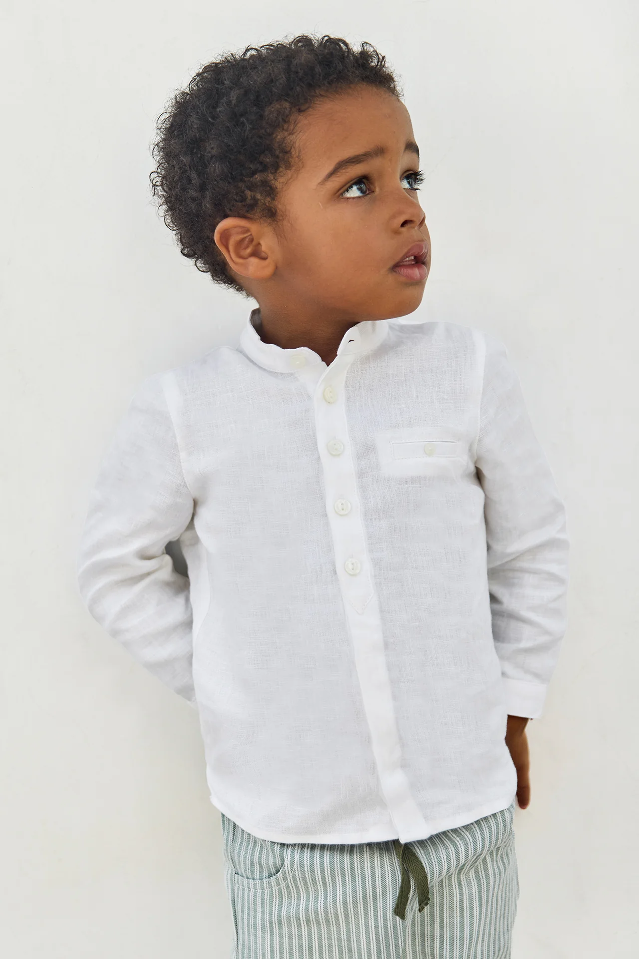 Chemise - Blanc lin col mao - Image 4