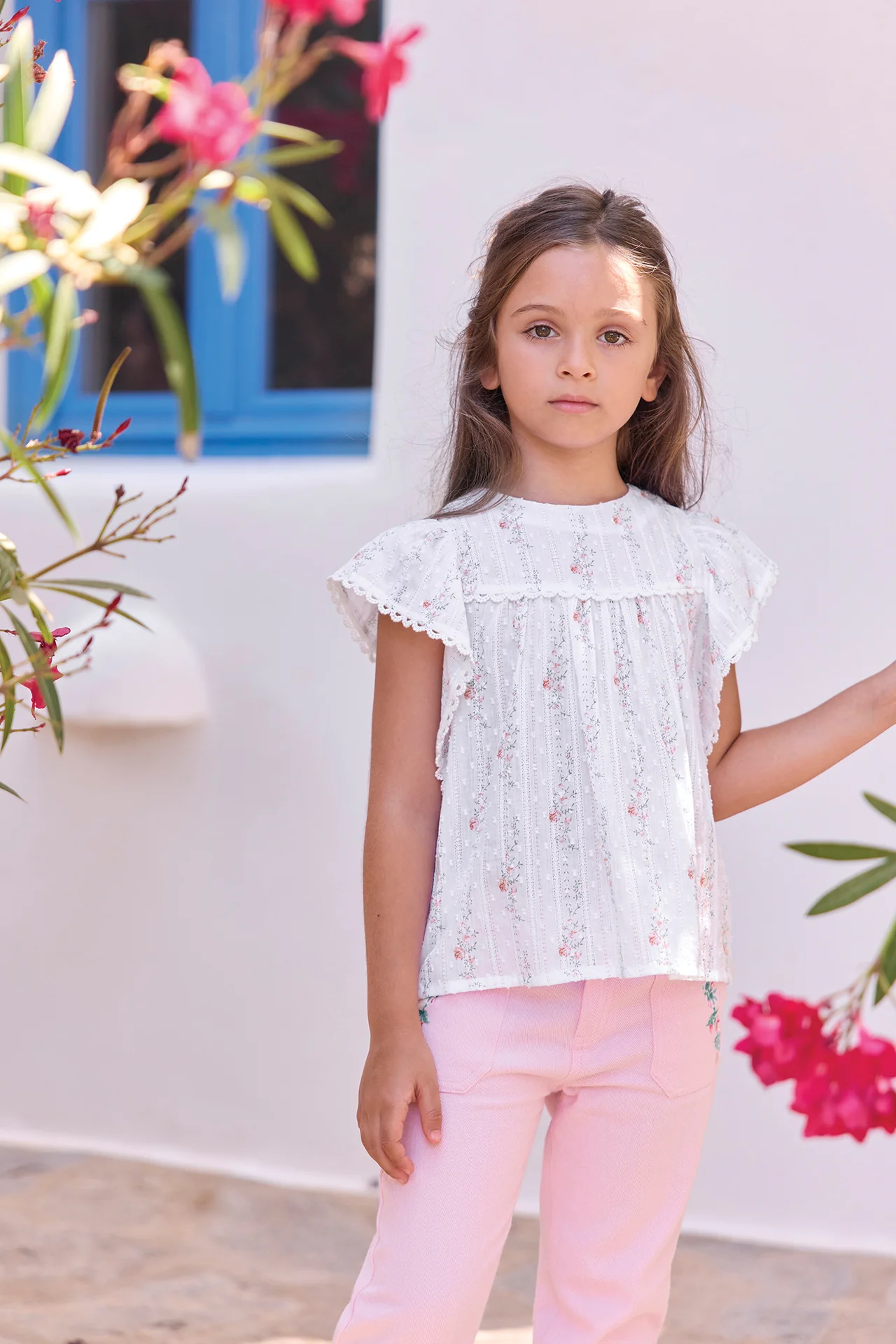 Tunique - Blanc coton motif fleurs - Image 3
