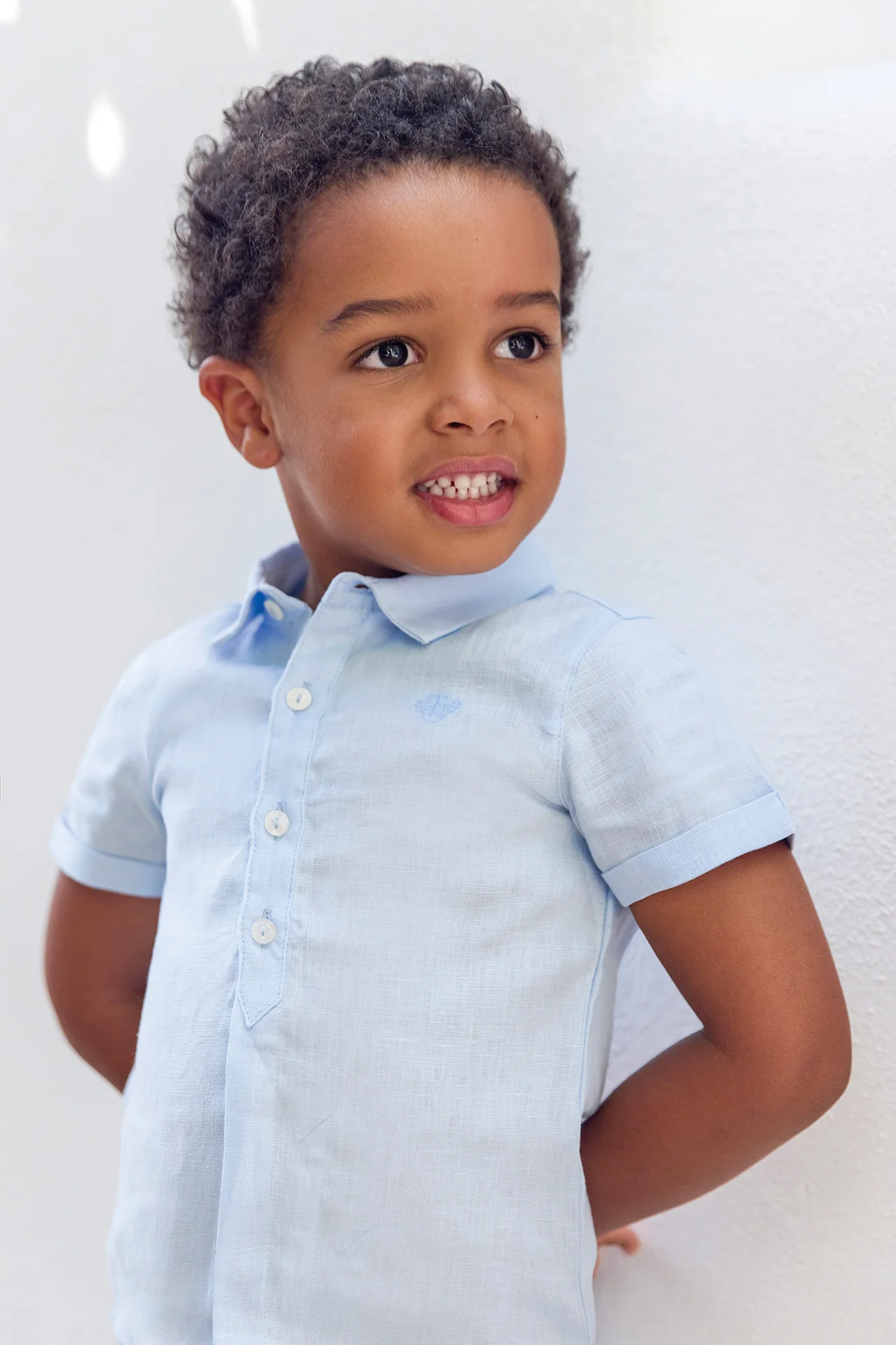 Chemise - Bleu nuage lin monogramme TC