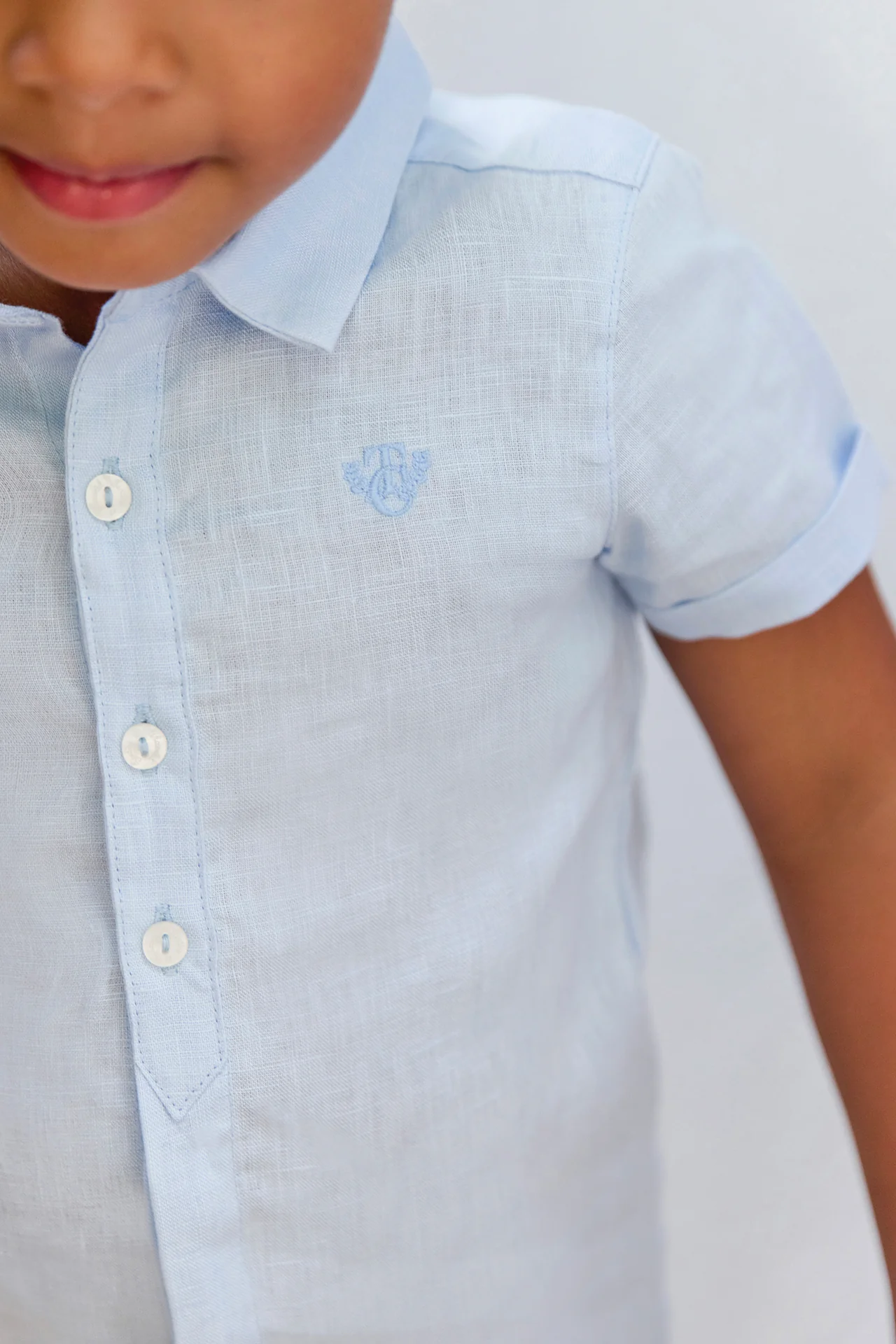Chemise - Bleu nuage lin monogramme TC - Image 2