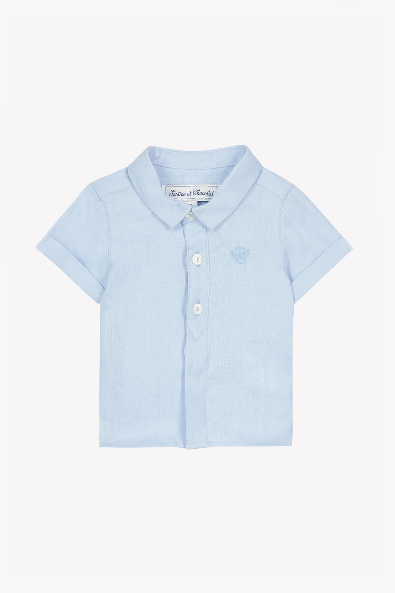 Chemise - Bleu nuage lin monogramme TC - Image 3
