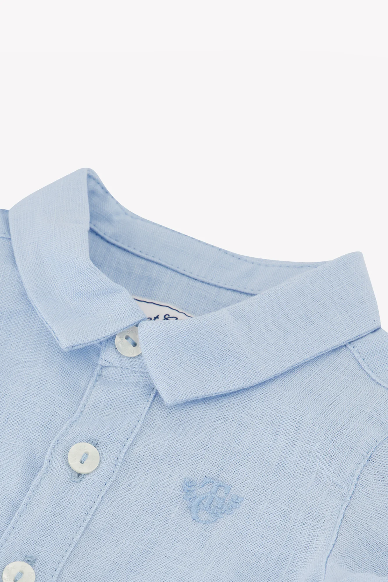 Chemise - Bleu nuage lin monogramme TC - Image 5