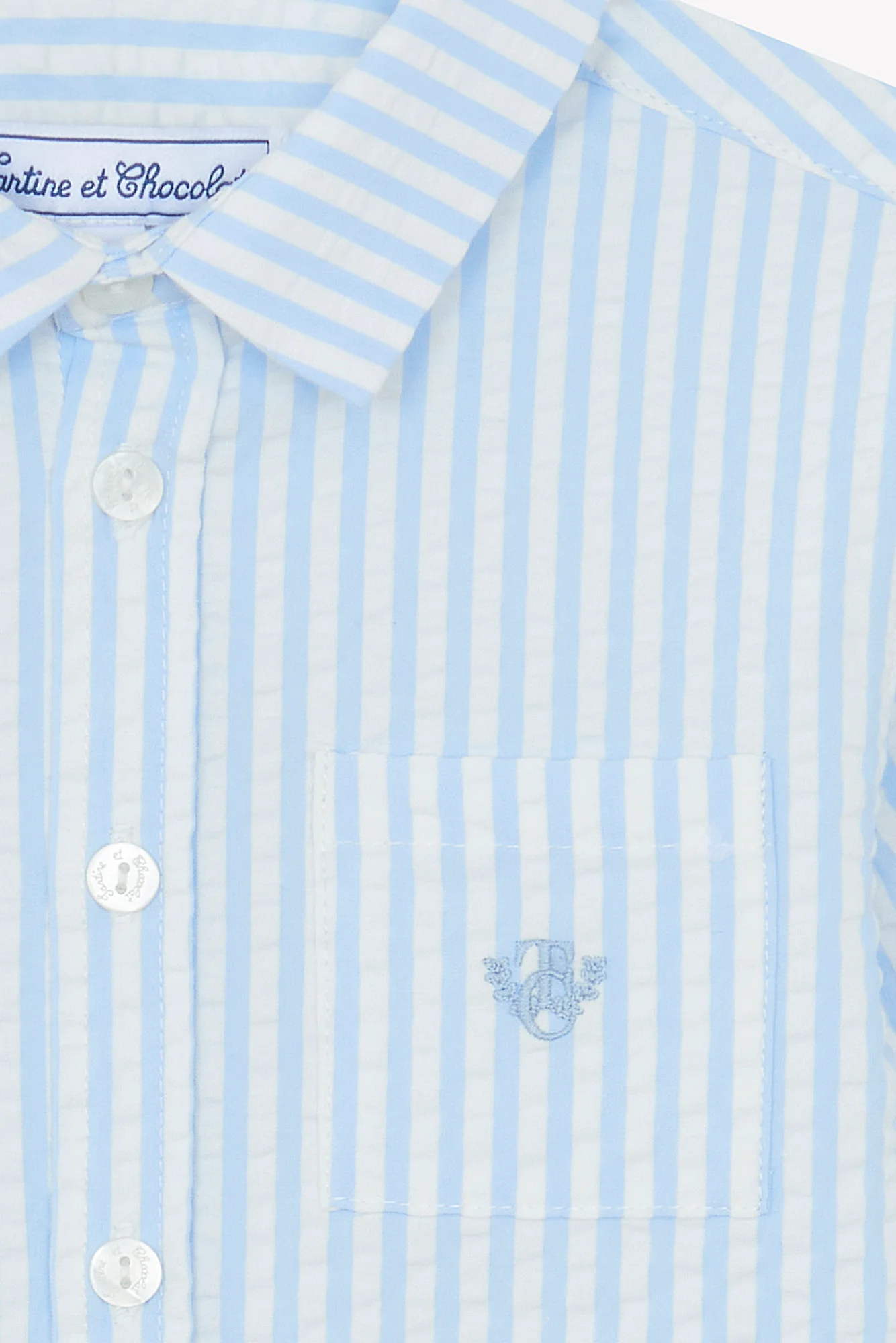 Chemise - Bleu nuage rayures écusson TC - Image 7