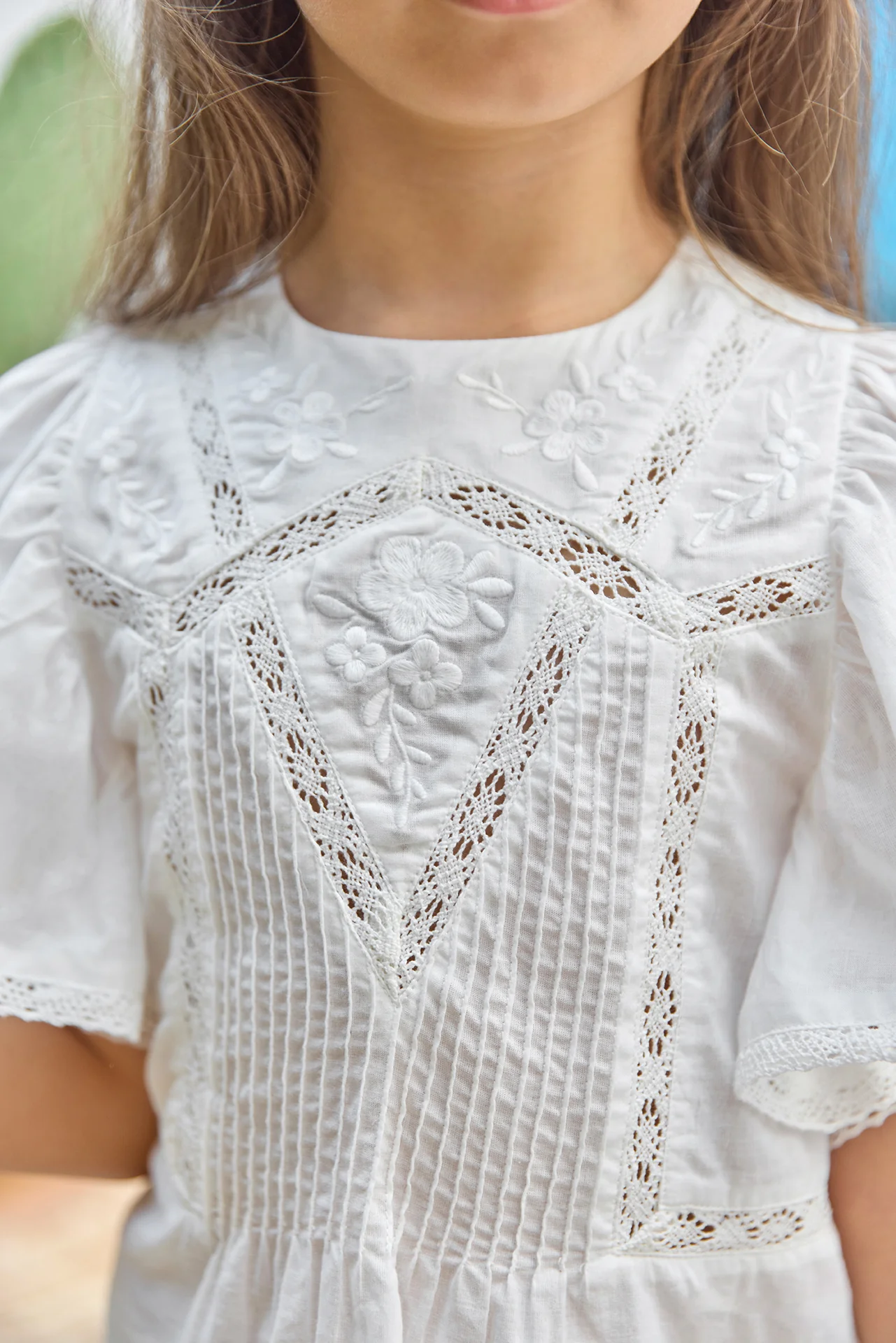Blouse - Blanc coton dentelle - Image 3