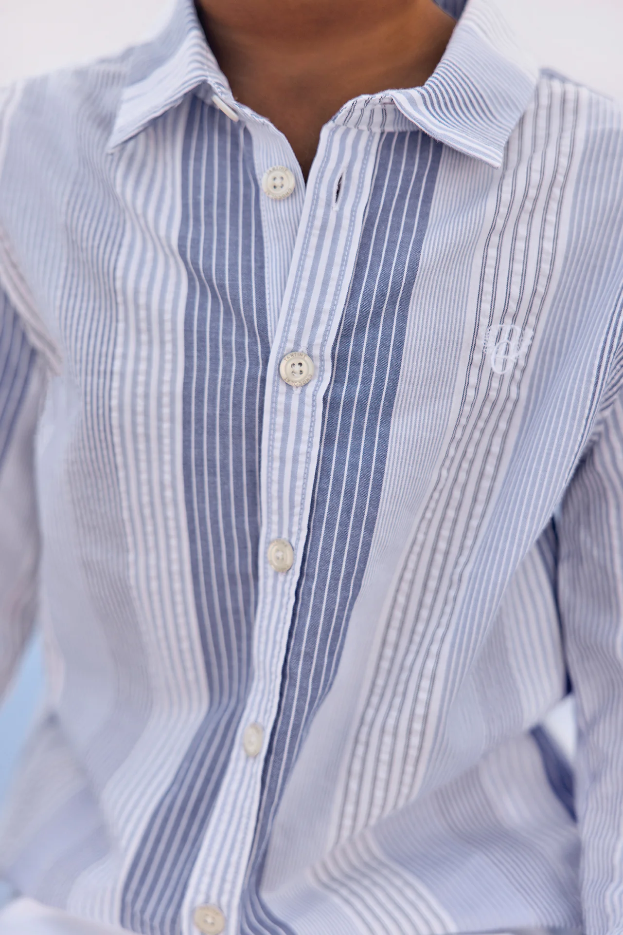 Chemise - Blanc rayures coton - Image 3