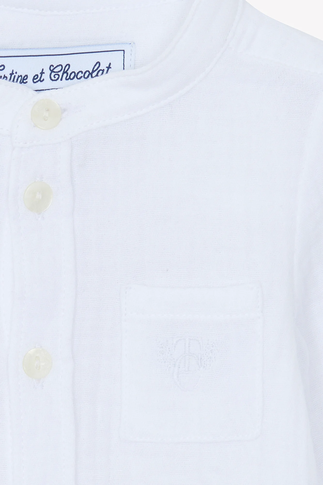 Chemise - Blanc coton col mao - Image 3