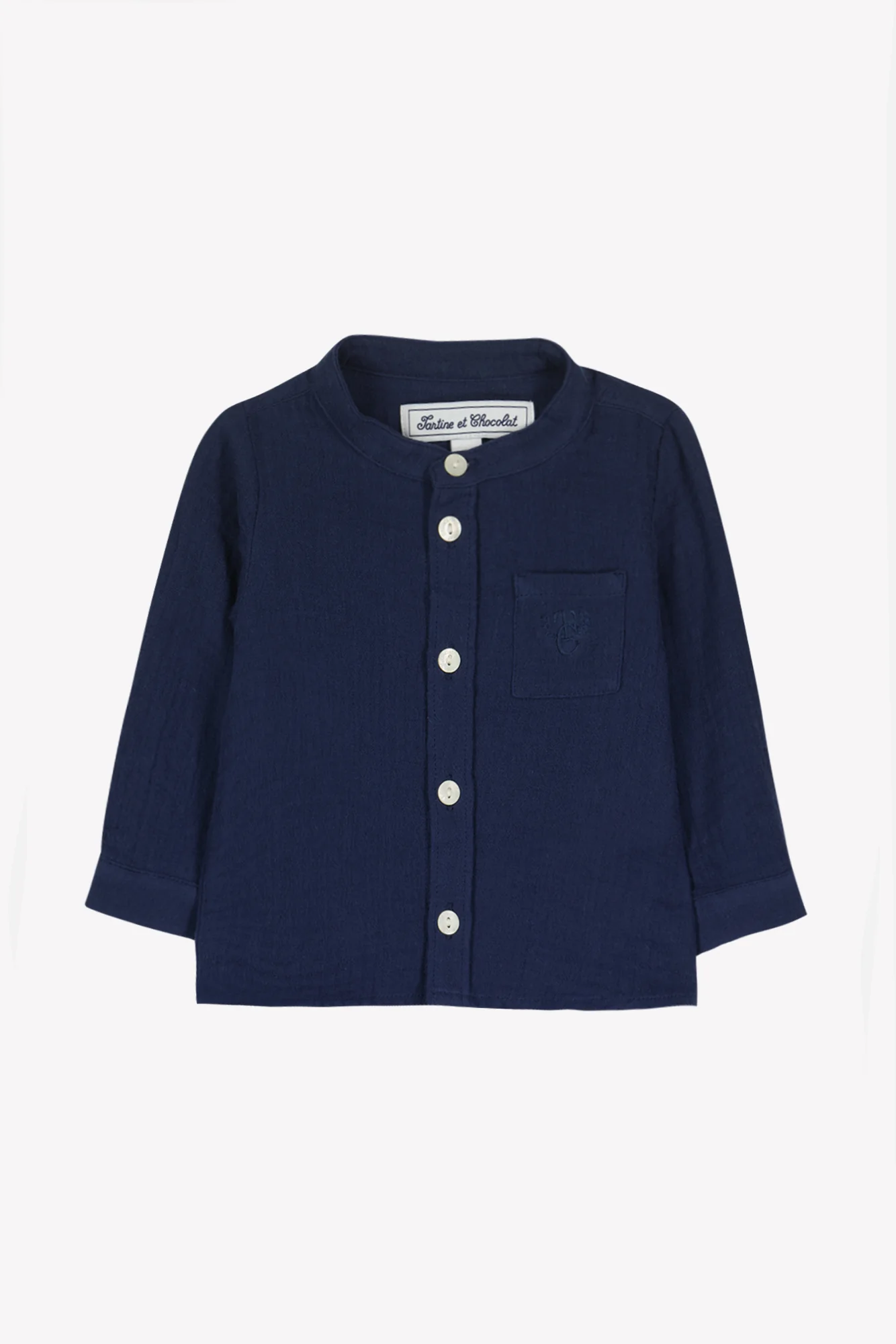 Chemise - Marine coton col mao - Image 4