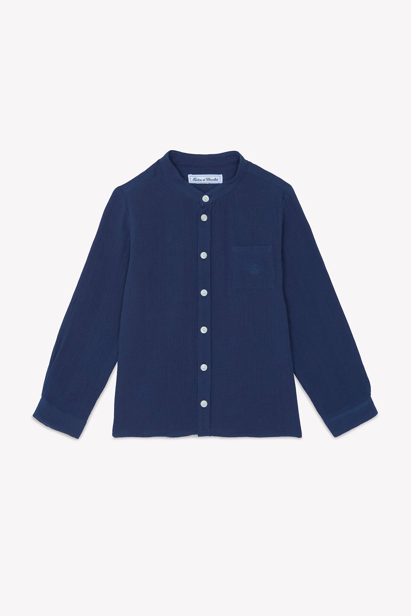 Chemise - Marine coton col mao - Image 4