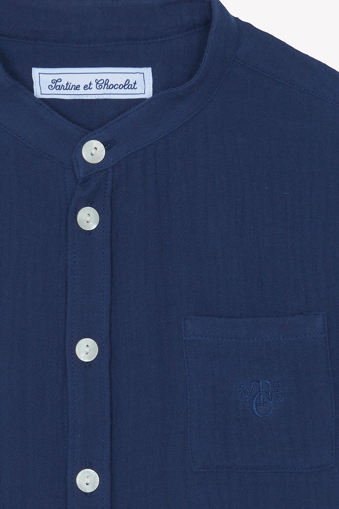Chemise - Marine coton col mao - Image 6
