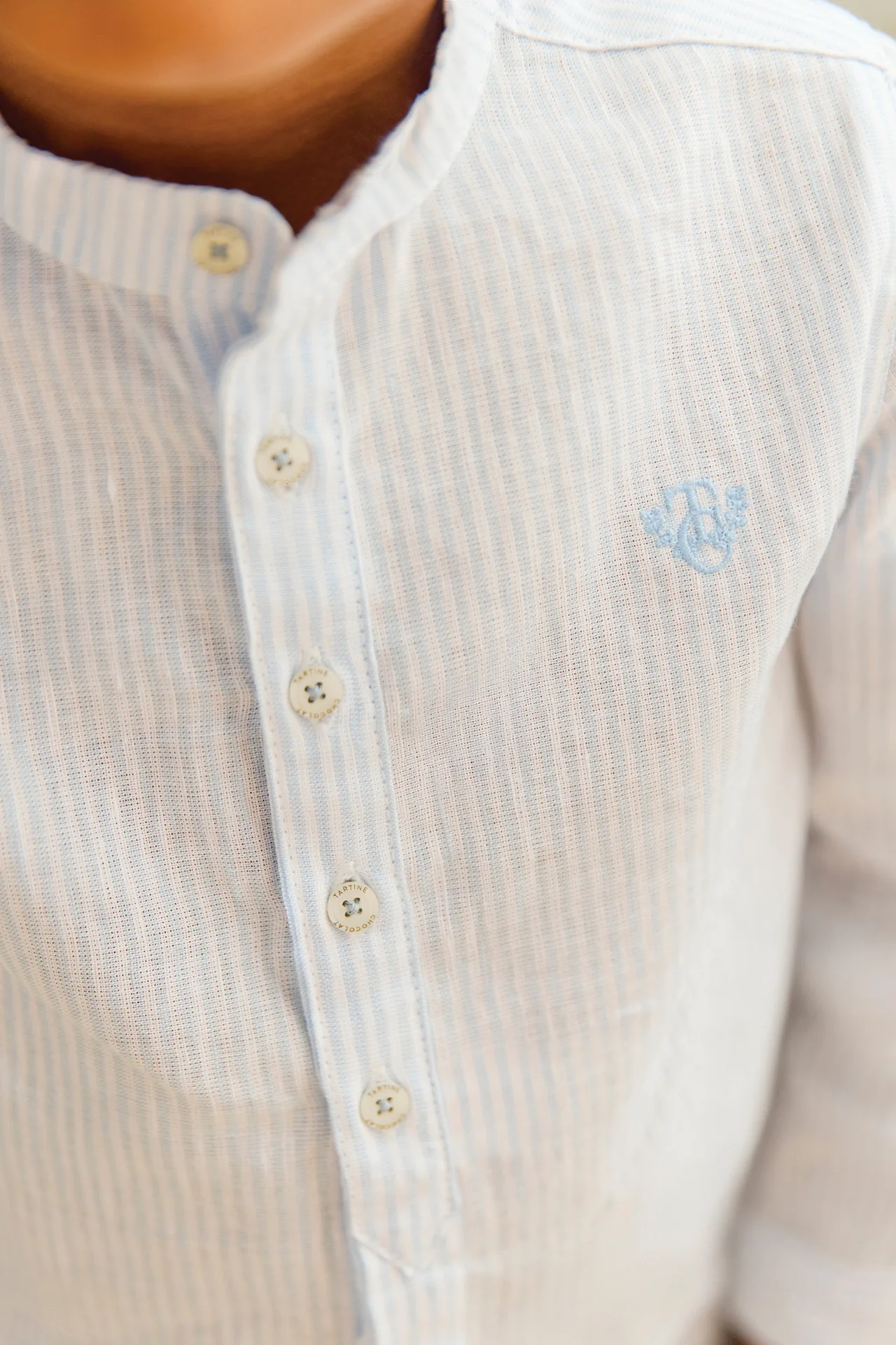 Chemise - Bleu nuage lin rayures - Image 2