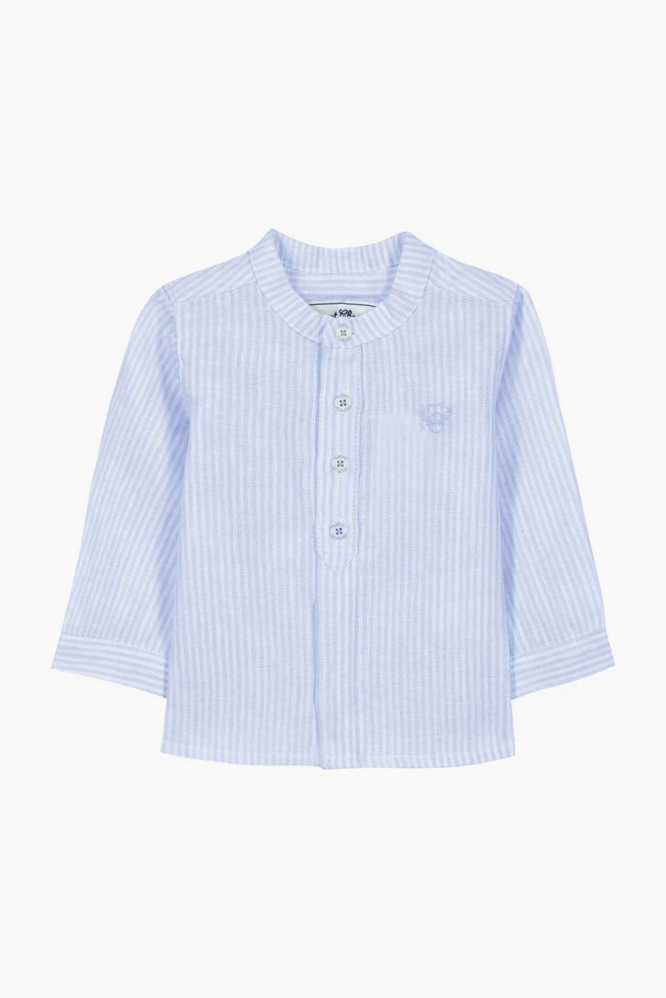 Chemise - Bleu nuage lin rayures - Image 3